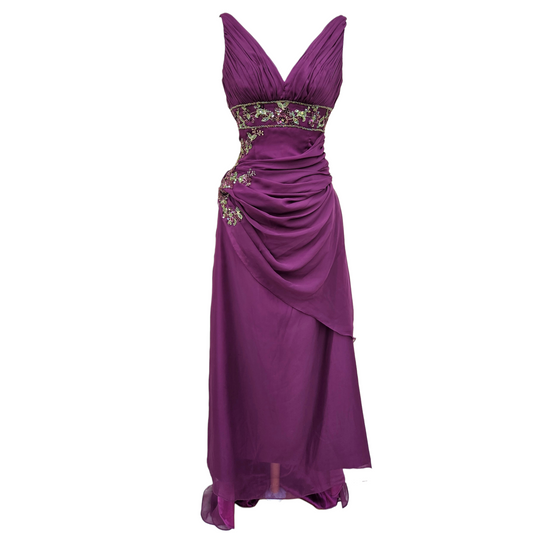 Maxi robe brodée violette