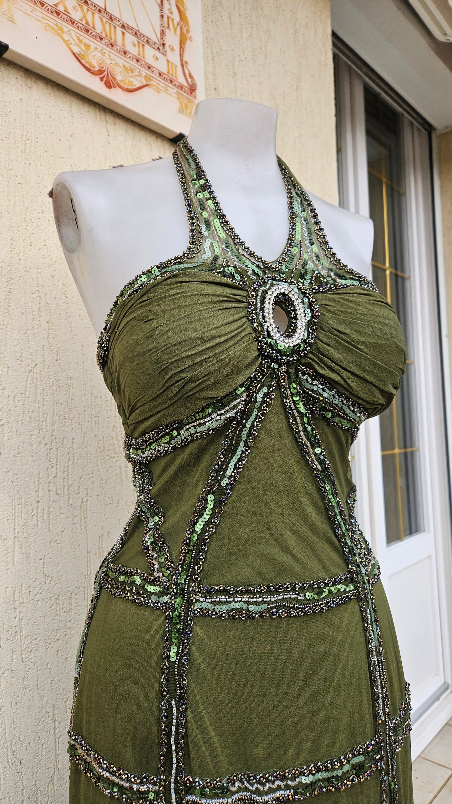 Maxivestido de seda bordado
