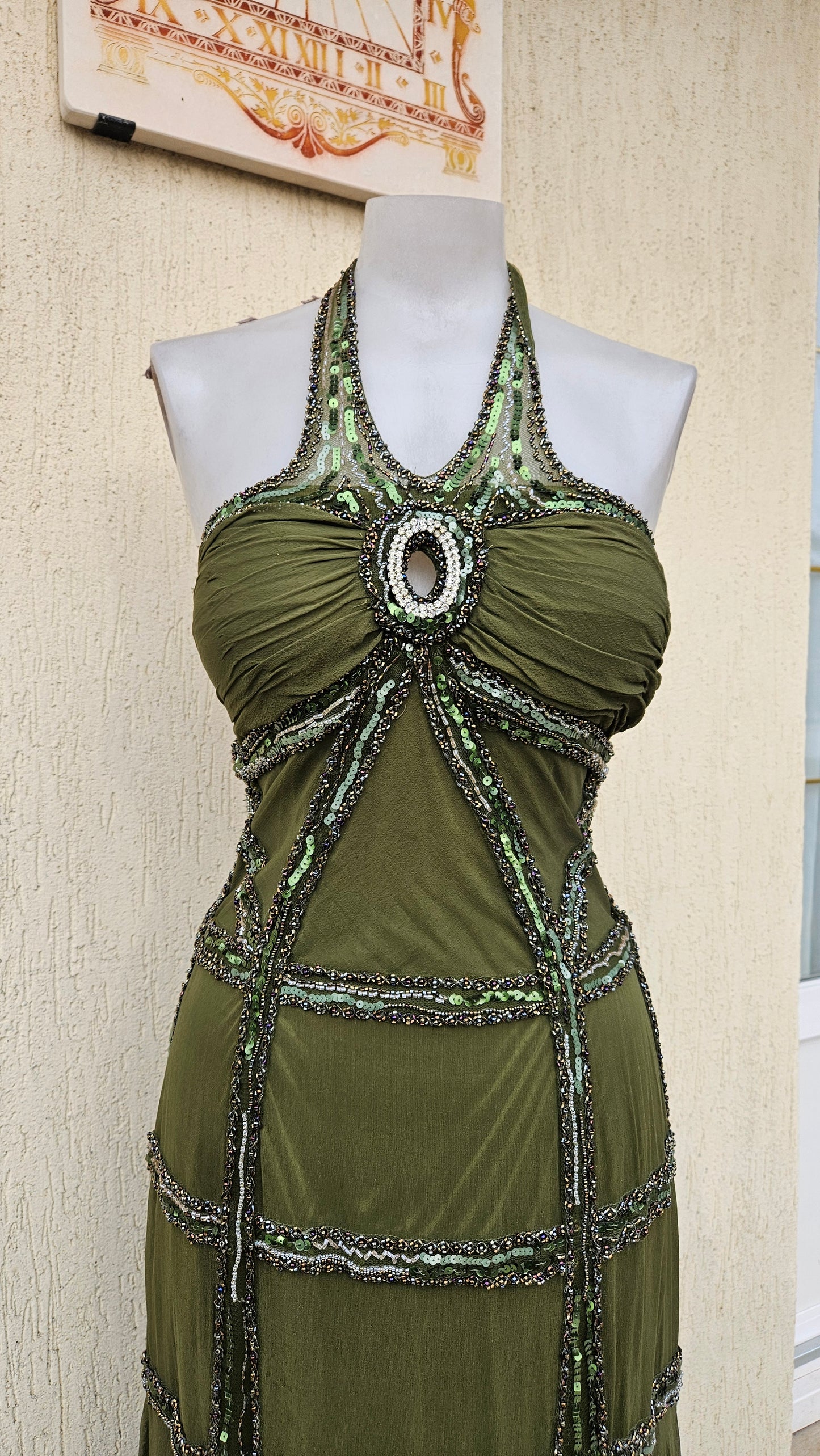 Maxivestido de seda bordado