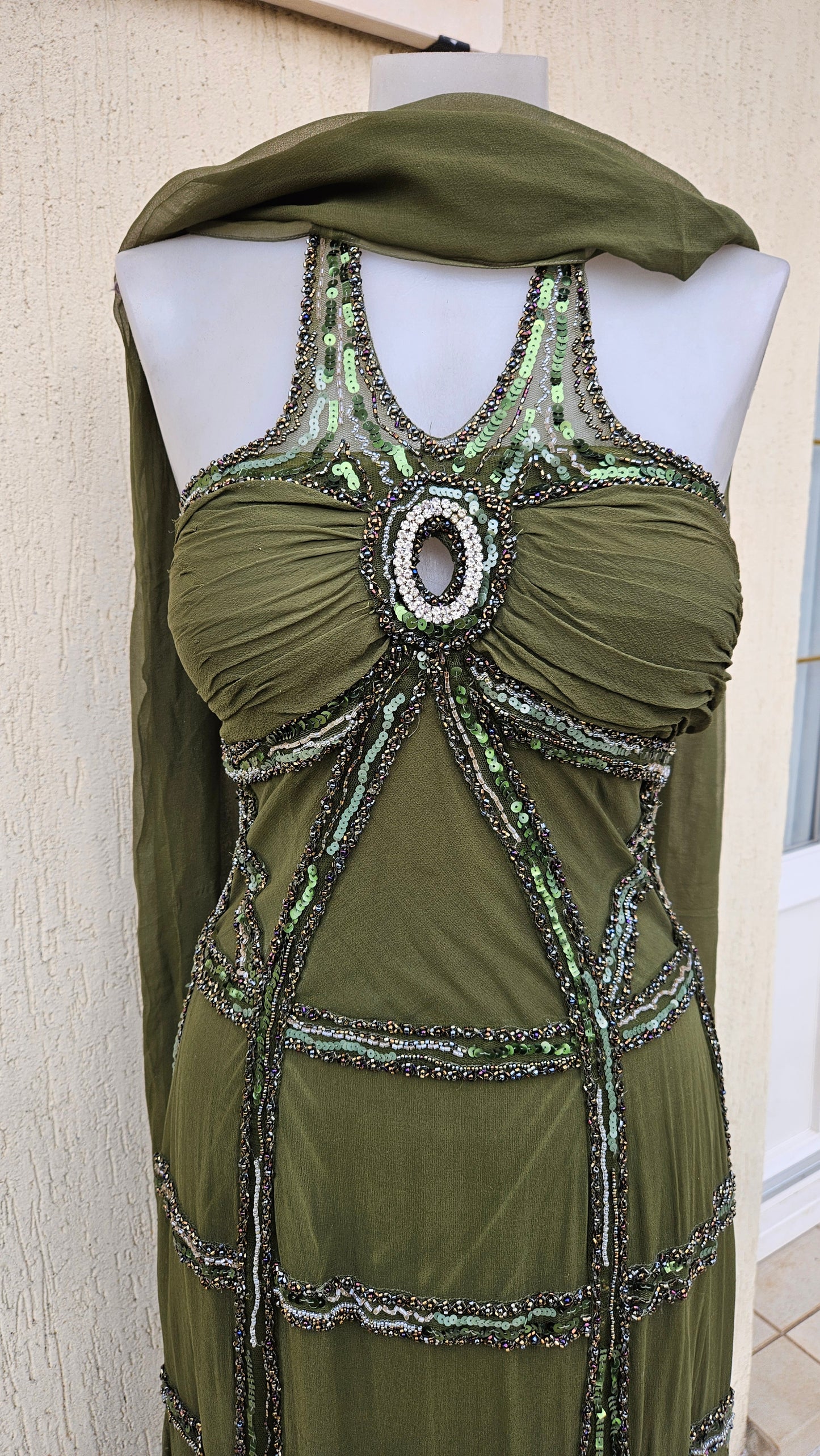 Maxivestido de seda bordado