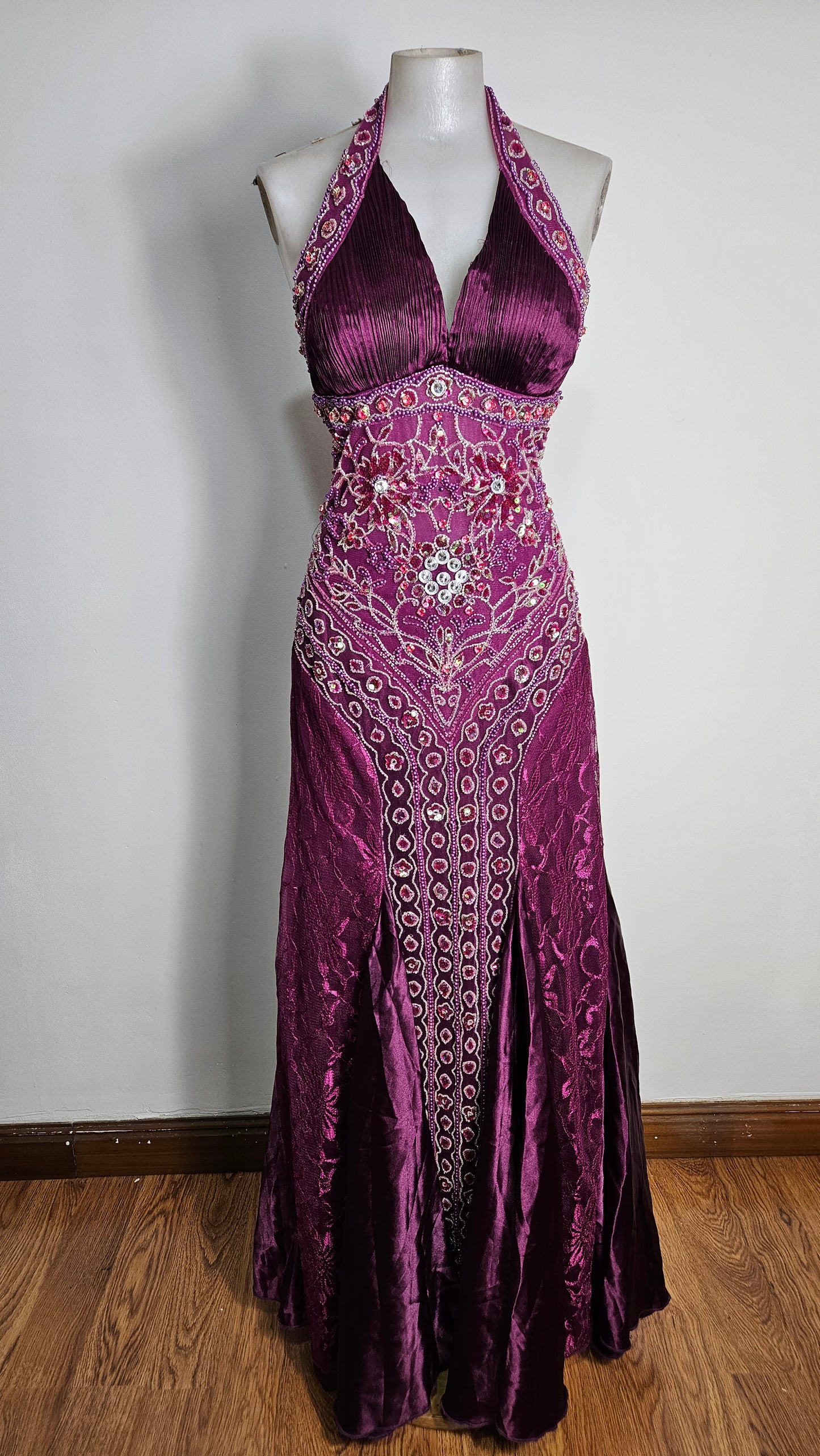 Purple embroidered maxi dress