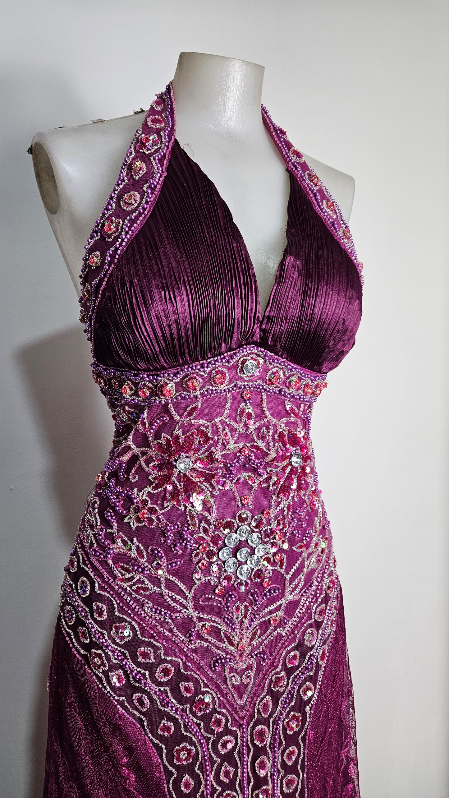 Purple embroidered maxi dress