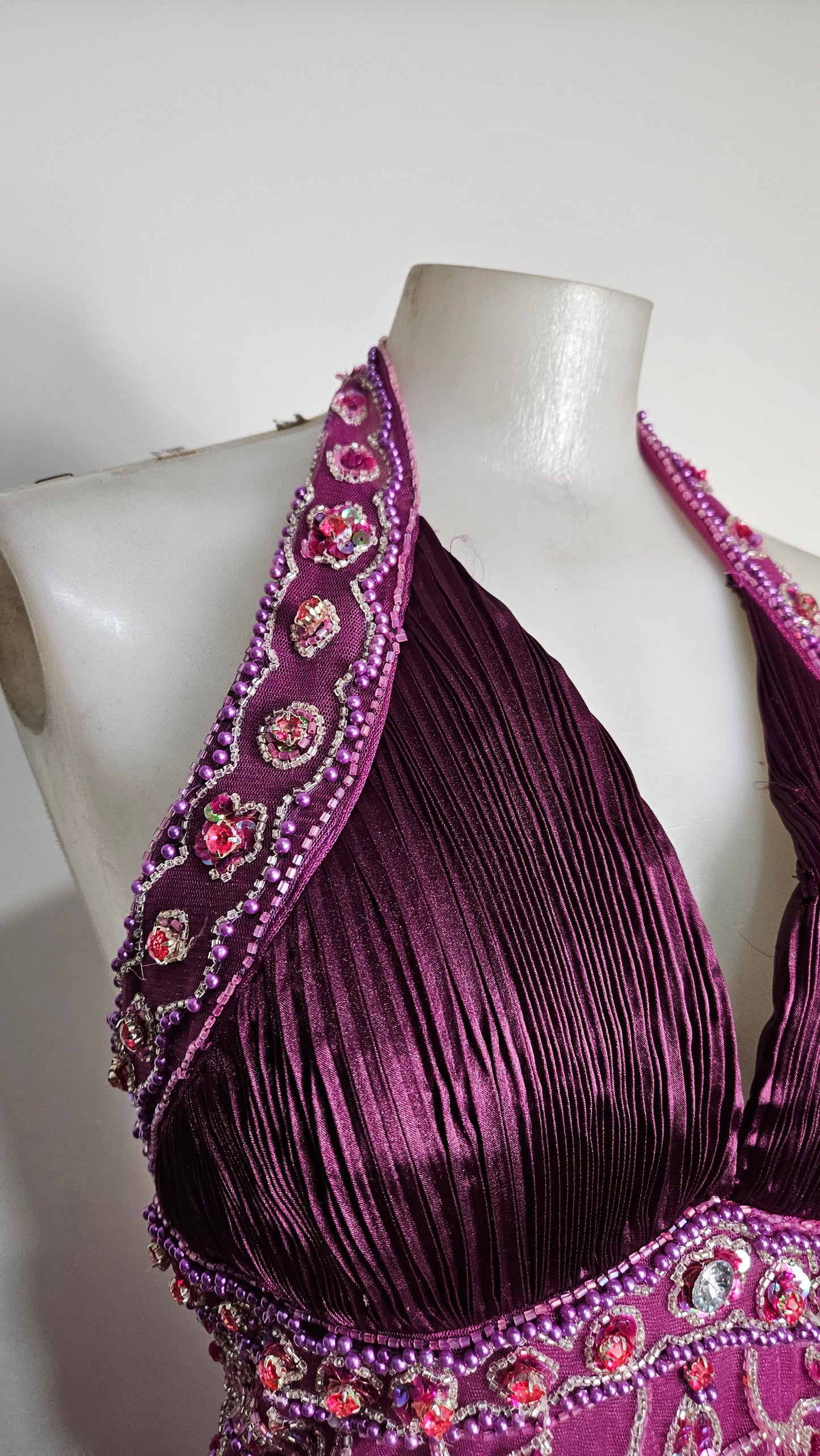 Purple embroidered maxi dress