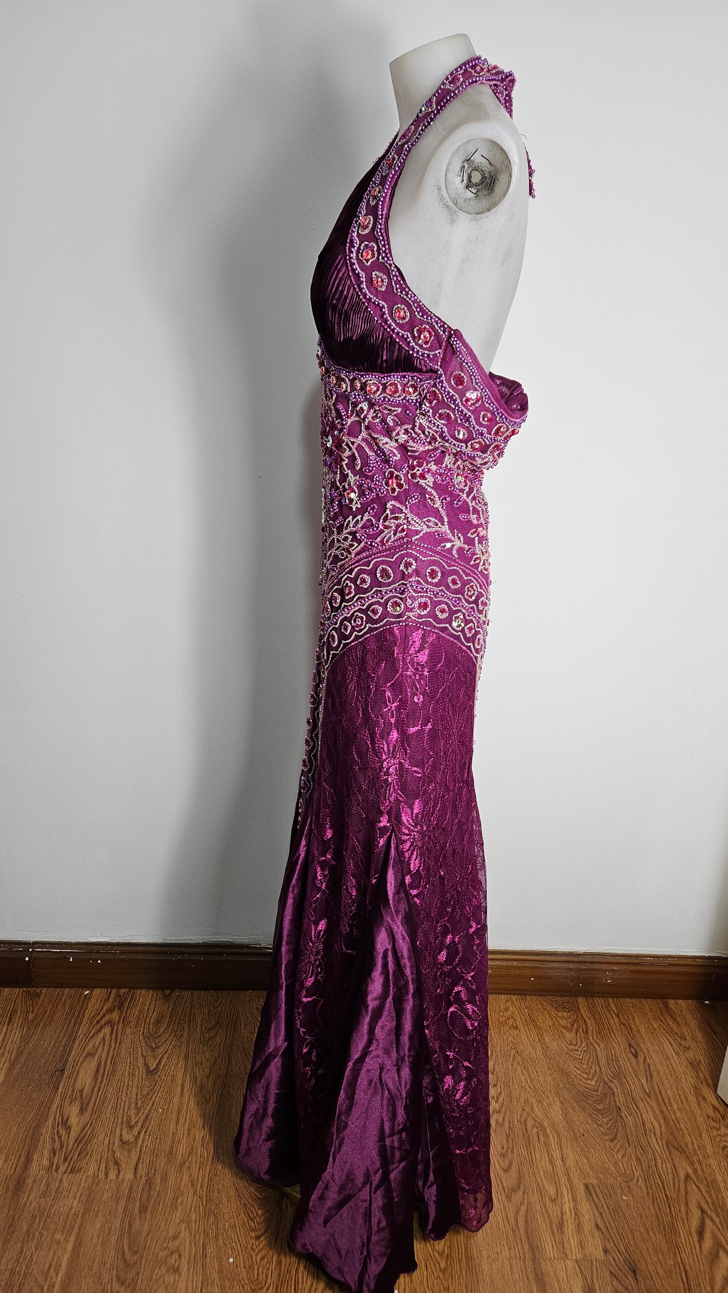 Purple embroidered maxi dress
