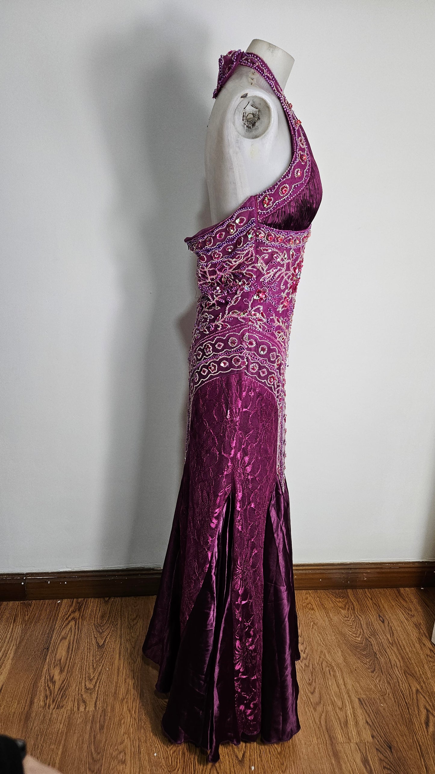 Purple embroidered maxi dress