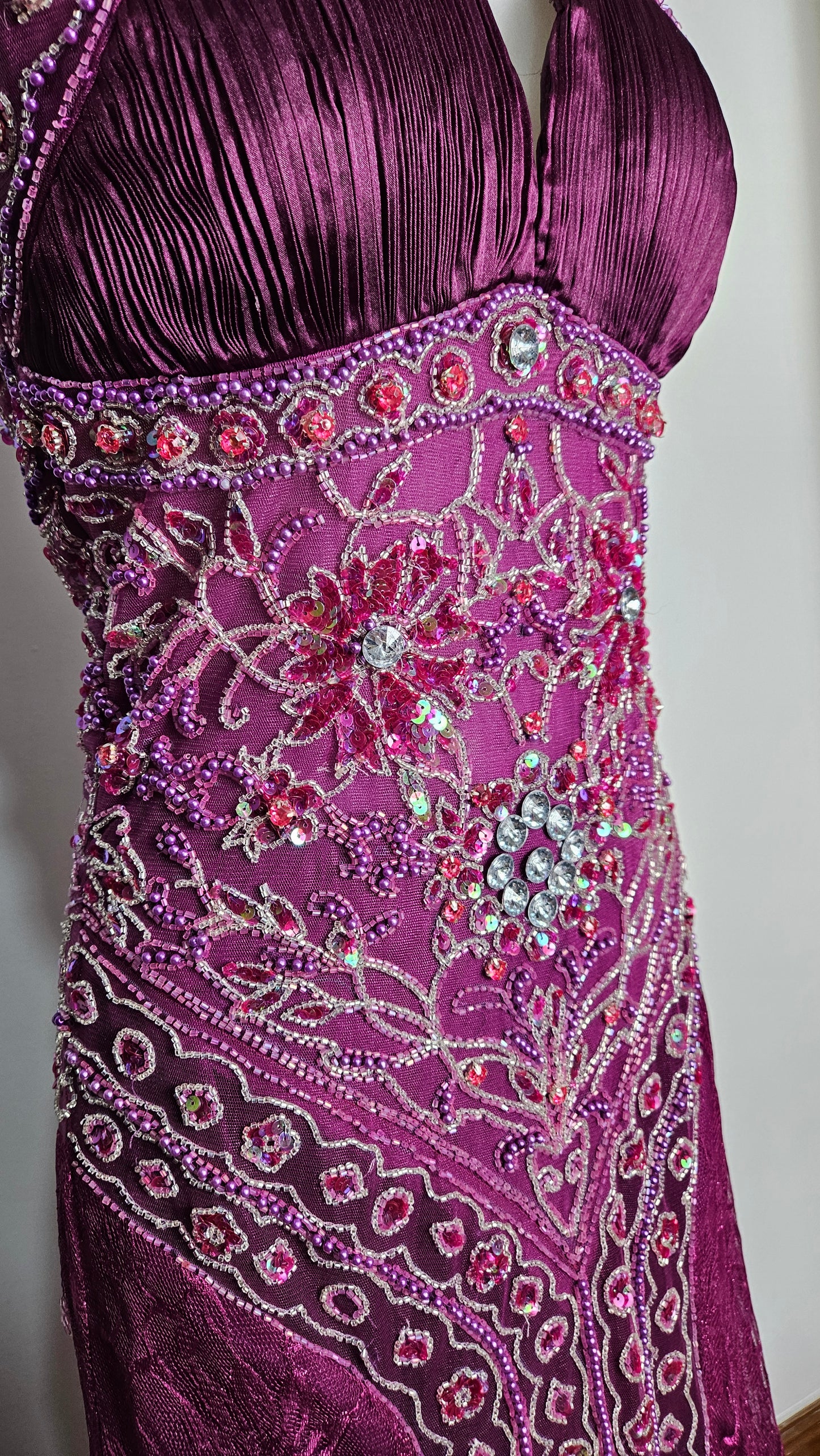 Purple embroidered maxi dress