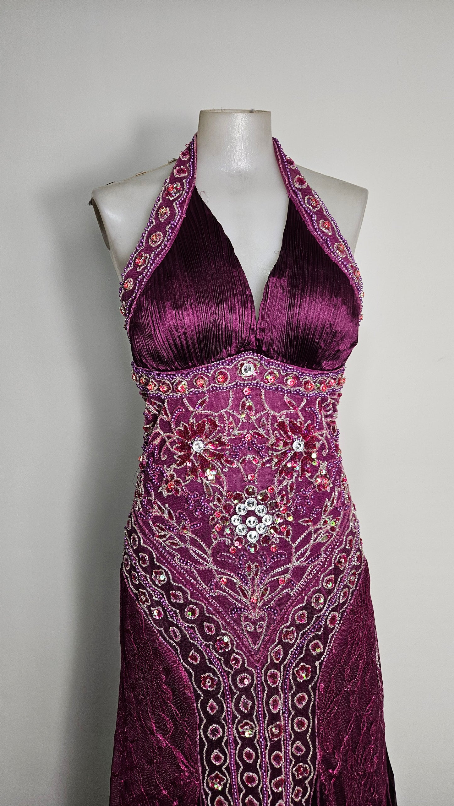 Purple embroidered maxi dress