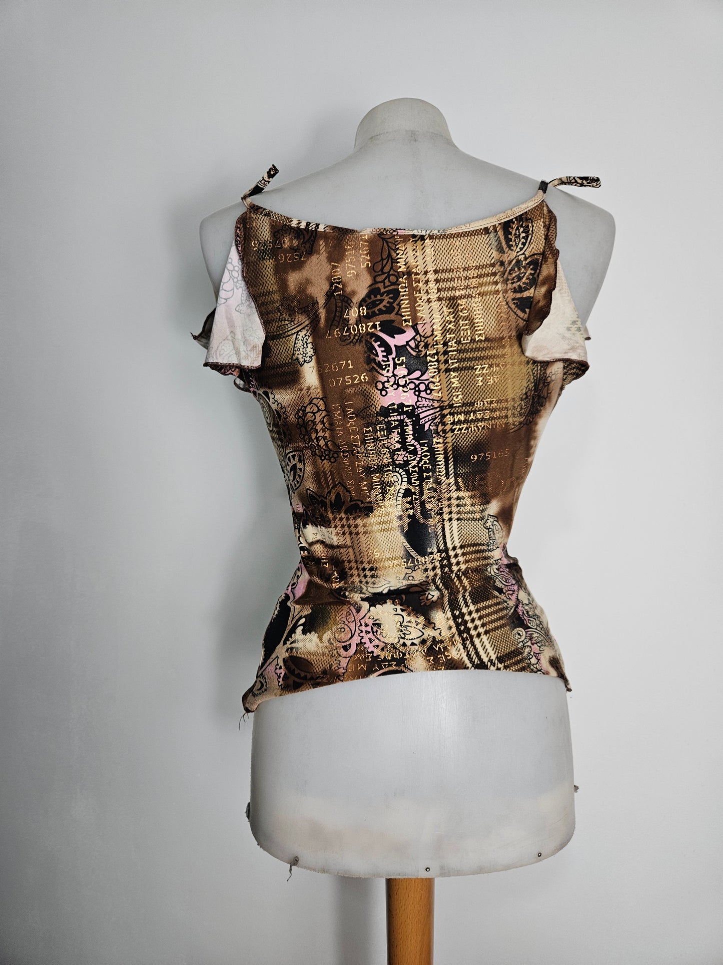 Haut col bénitier marron et beige