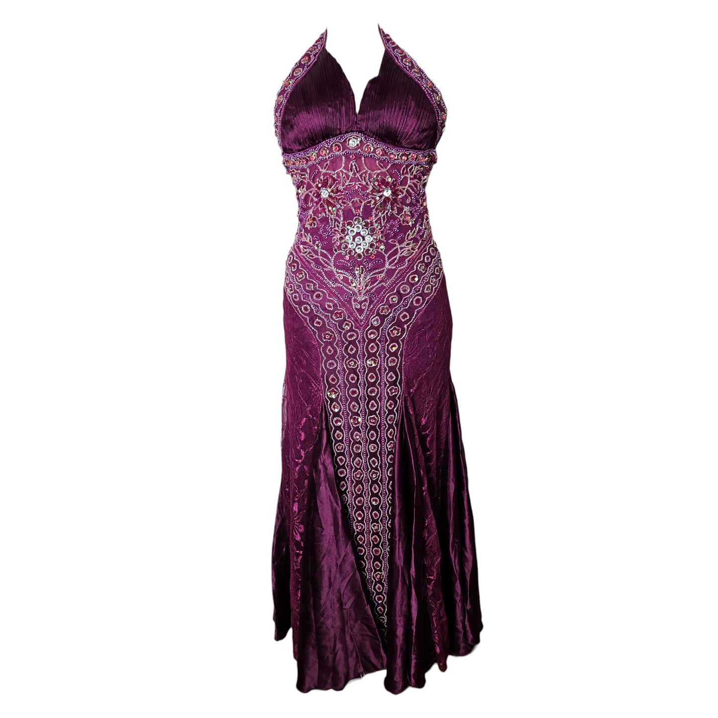 Purple embroidered maxi dress