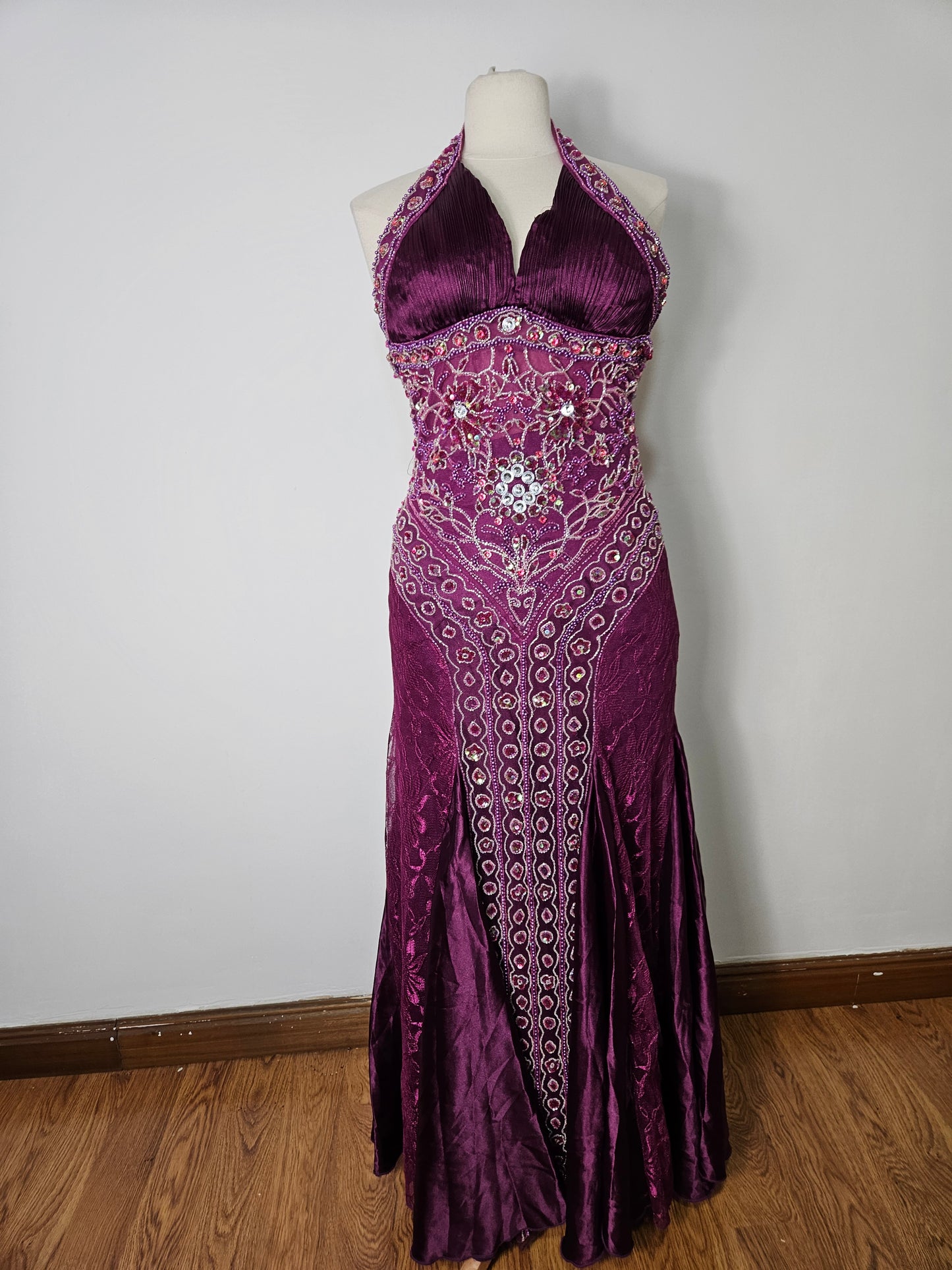Purple embroidered maxi dress
