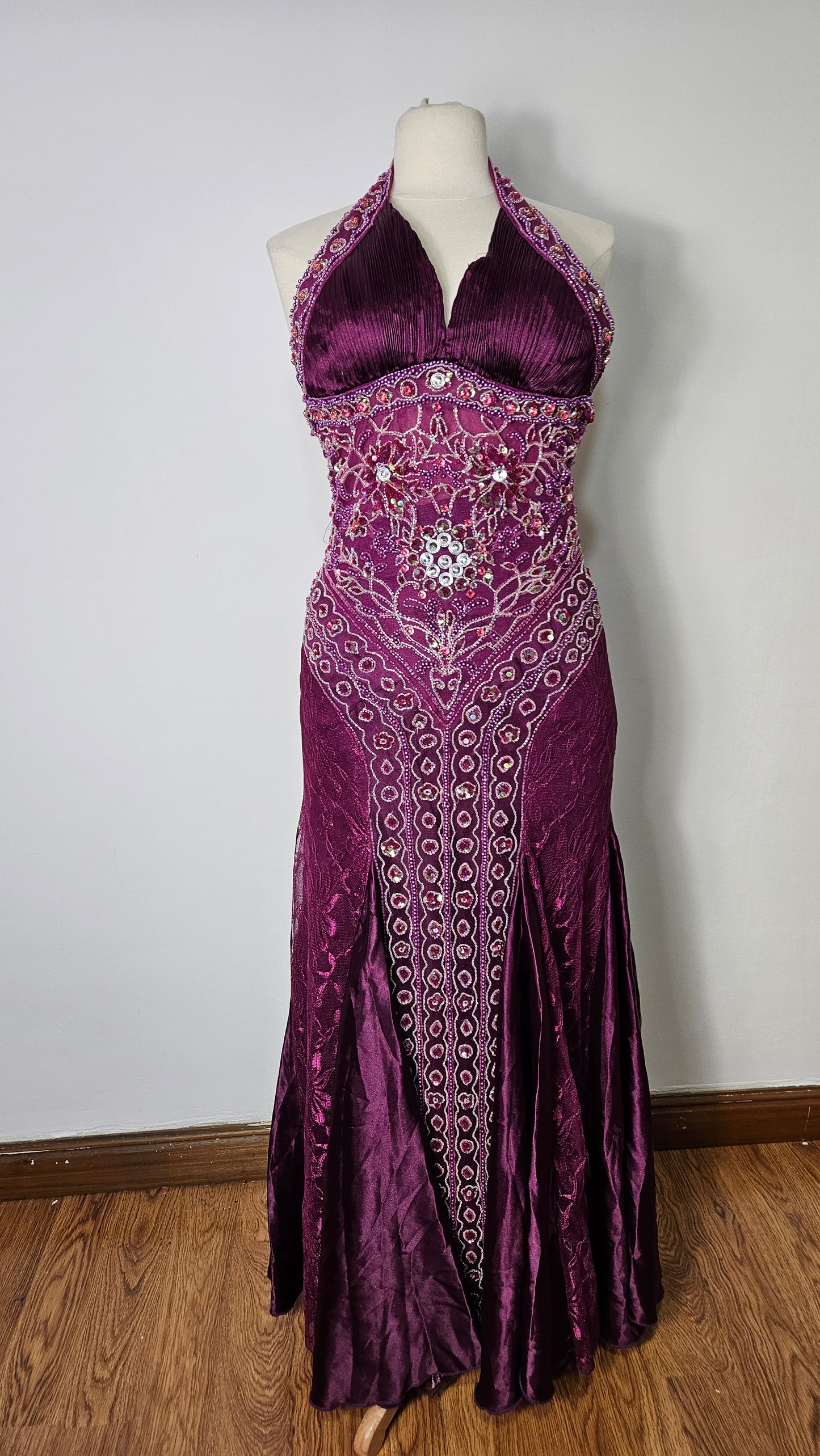 Purple embroidered maxi dress