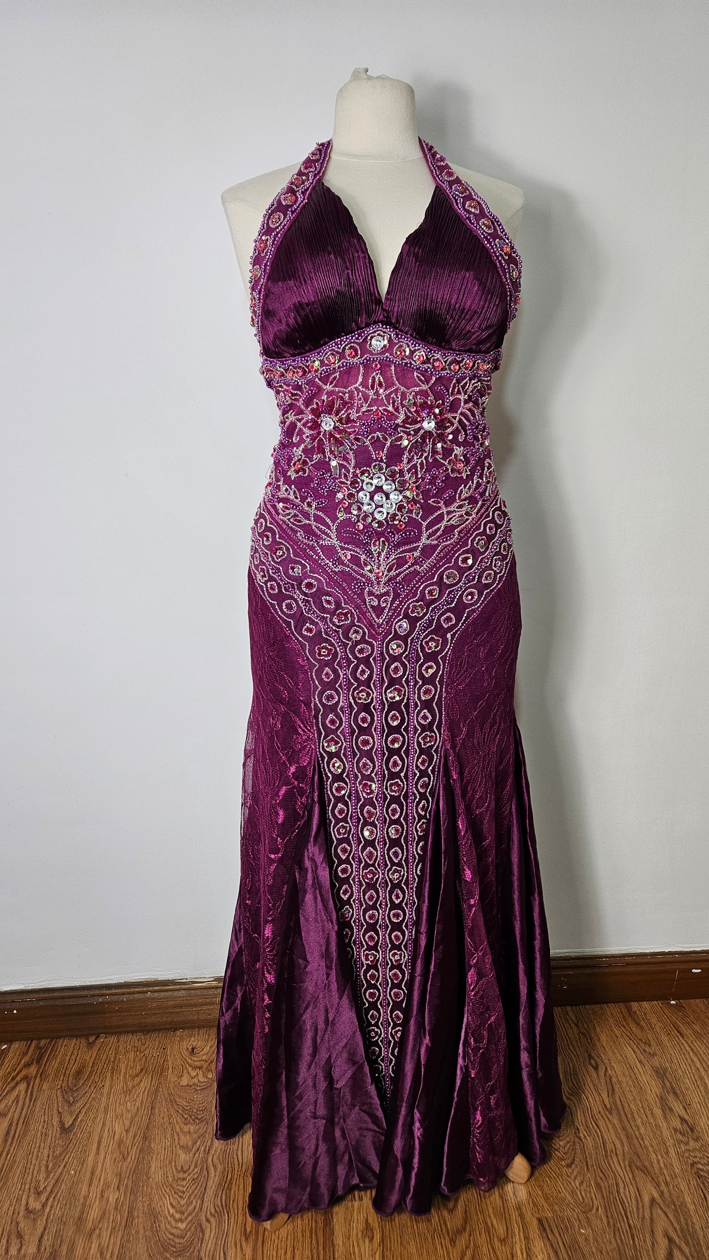Purple embroidered maxi dress