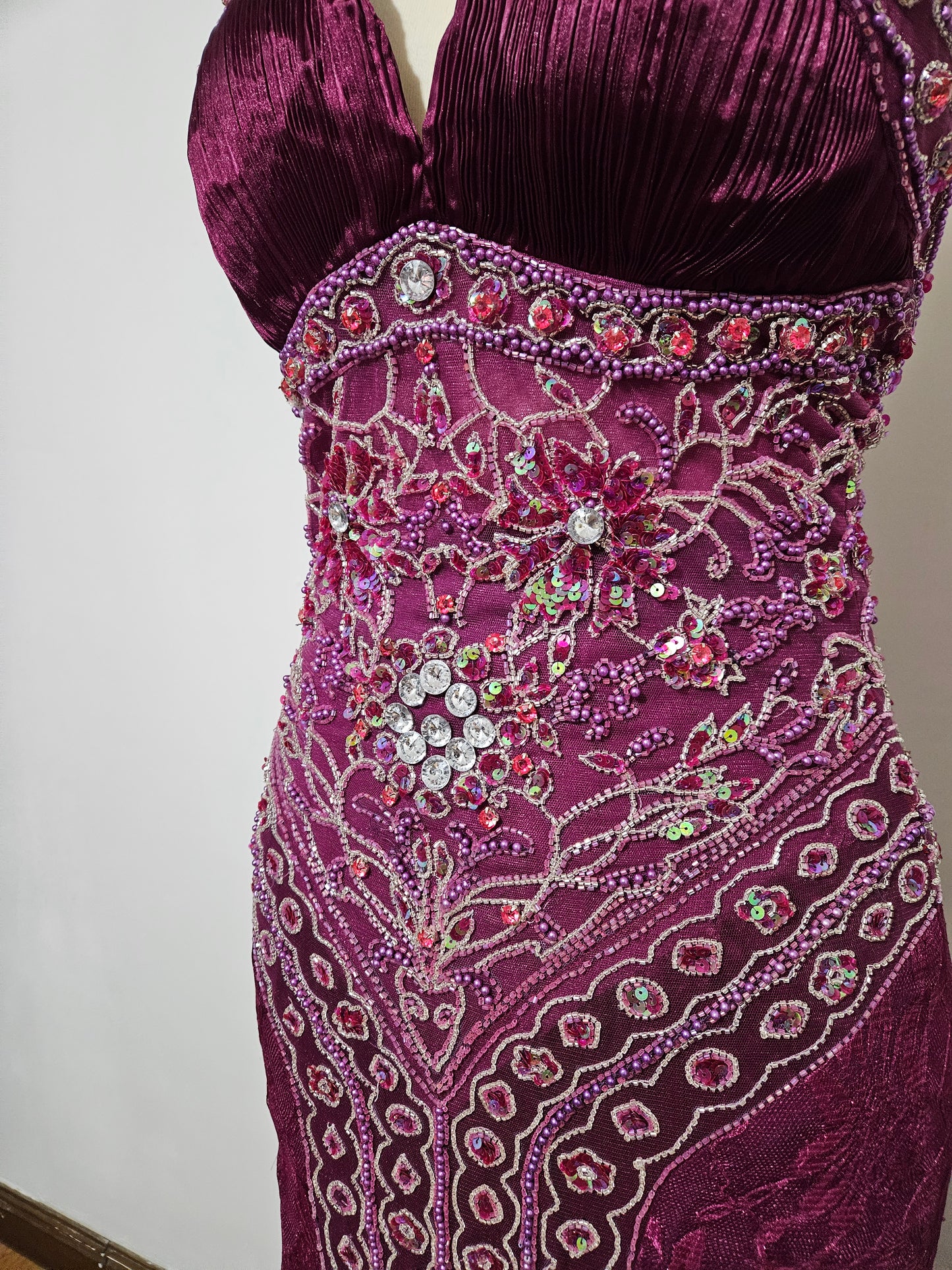 Purple embroidered maxi dress