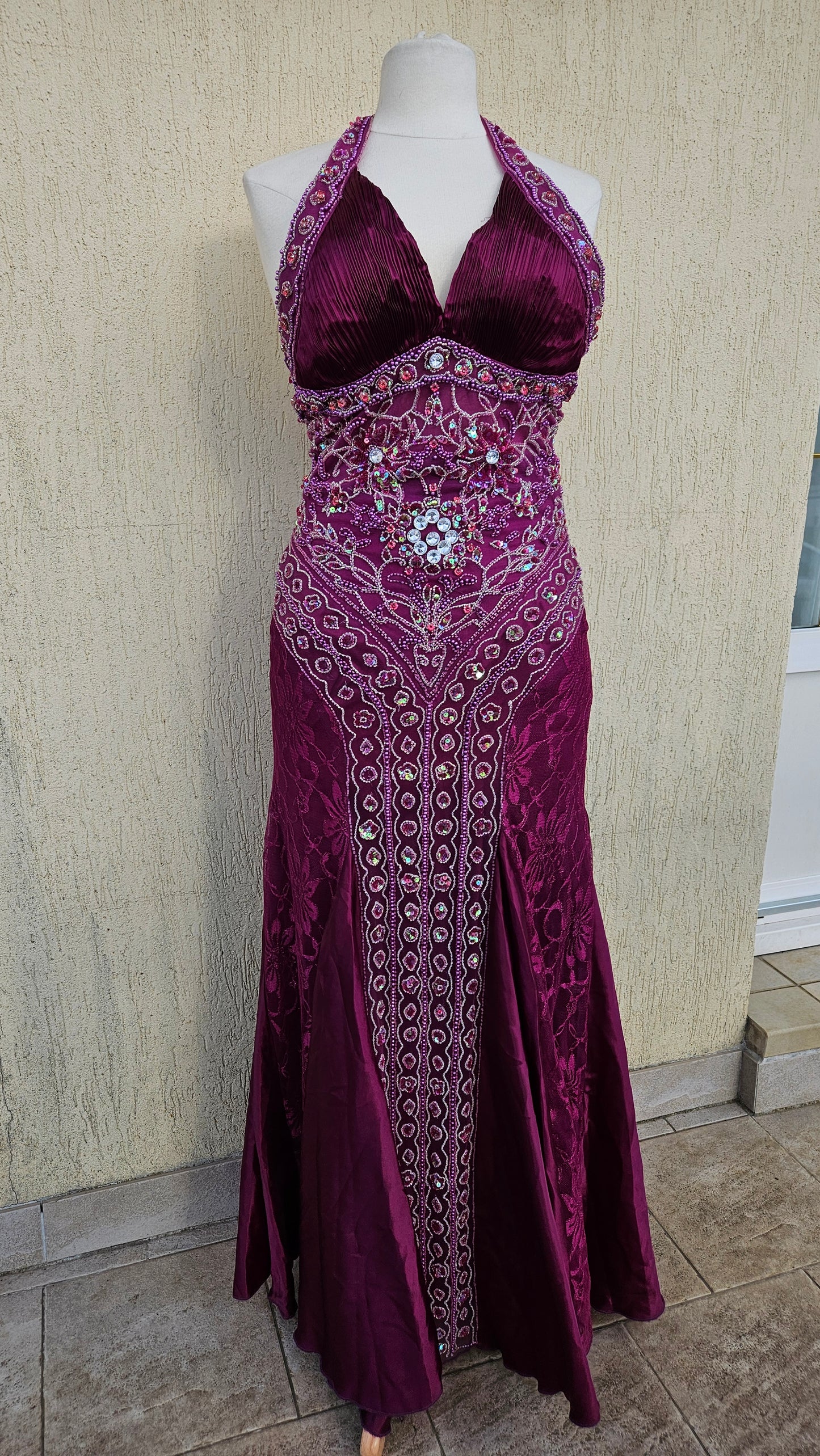 Purple embroidered maxi dress