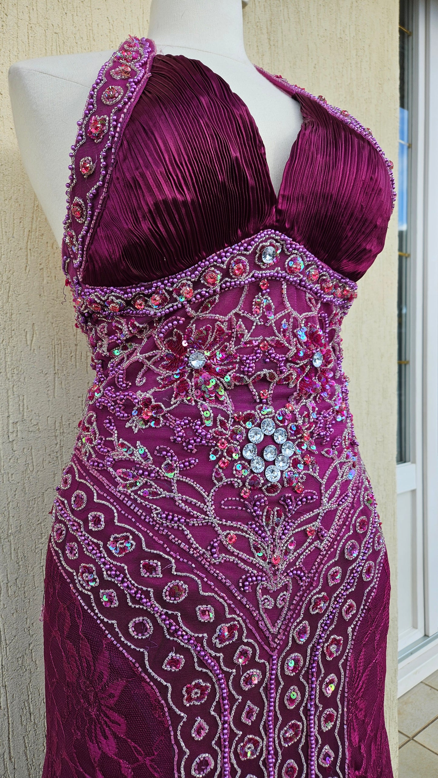 Purple embroidered maxi dress