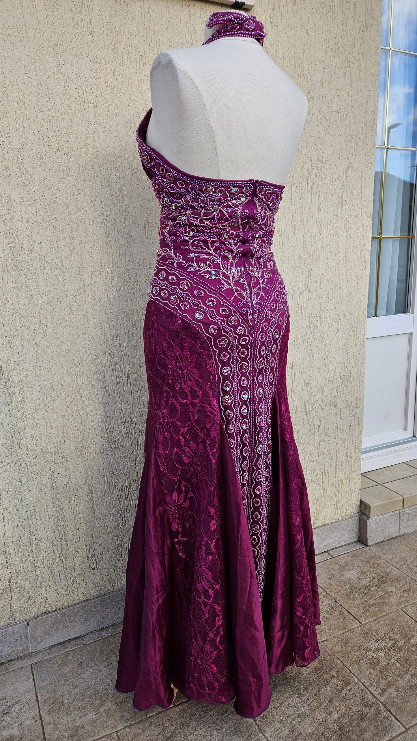 Purple embroidered maxi dress