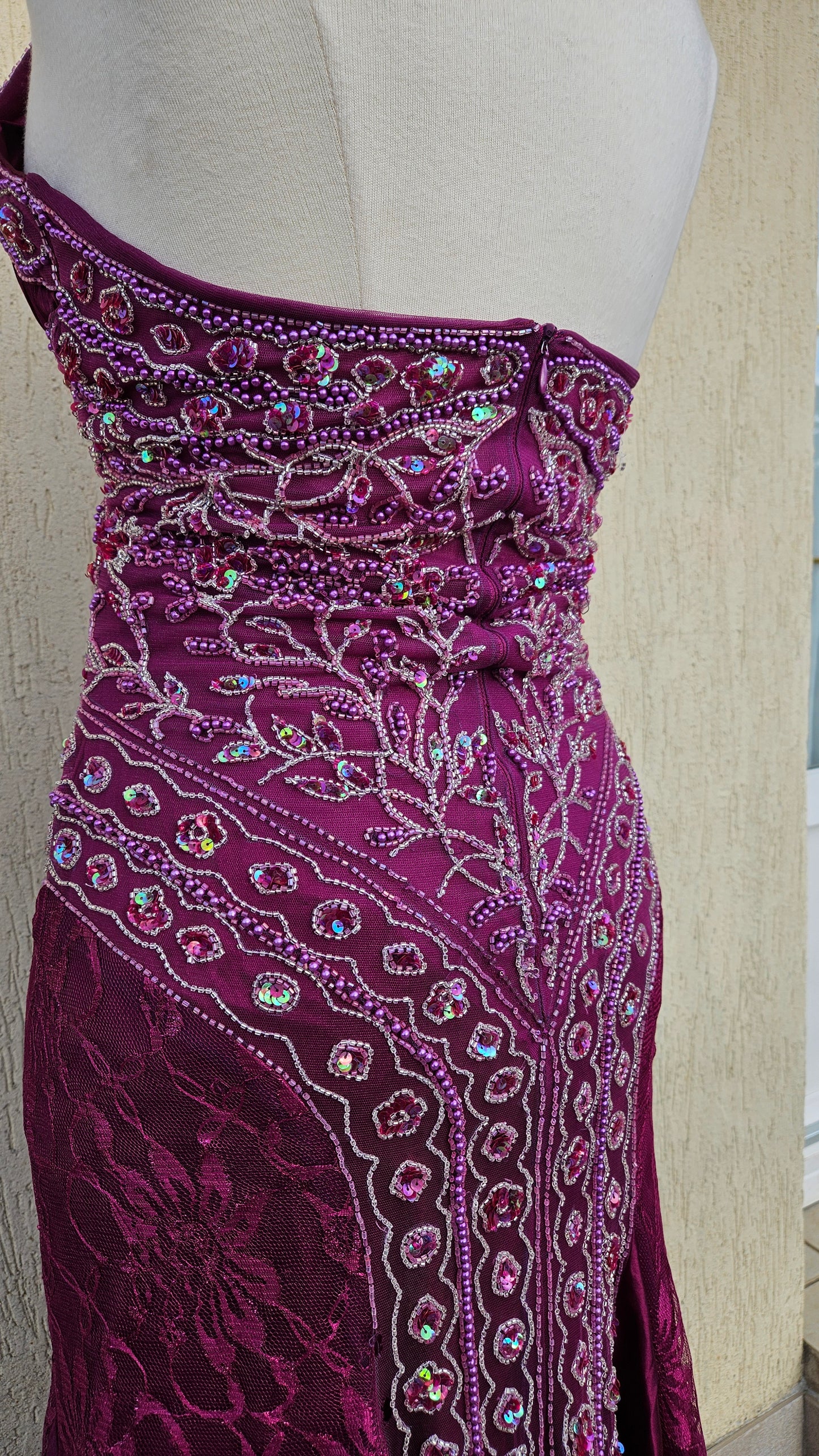 Purple embroidered maxi dress