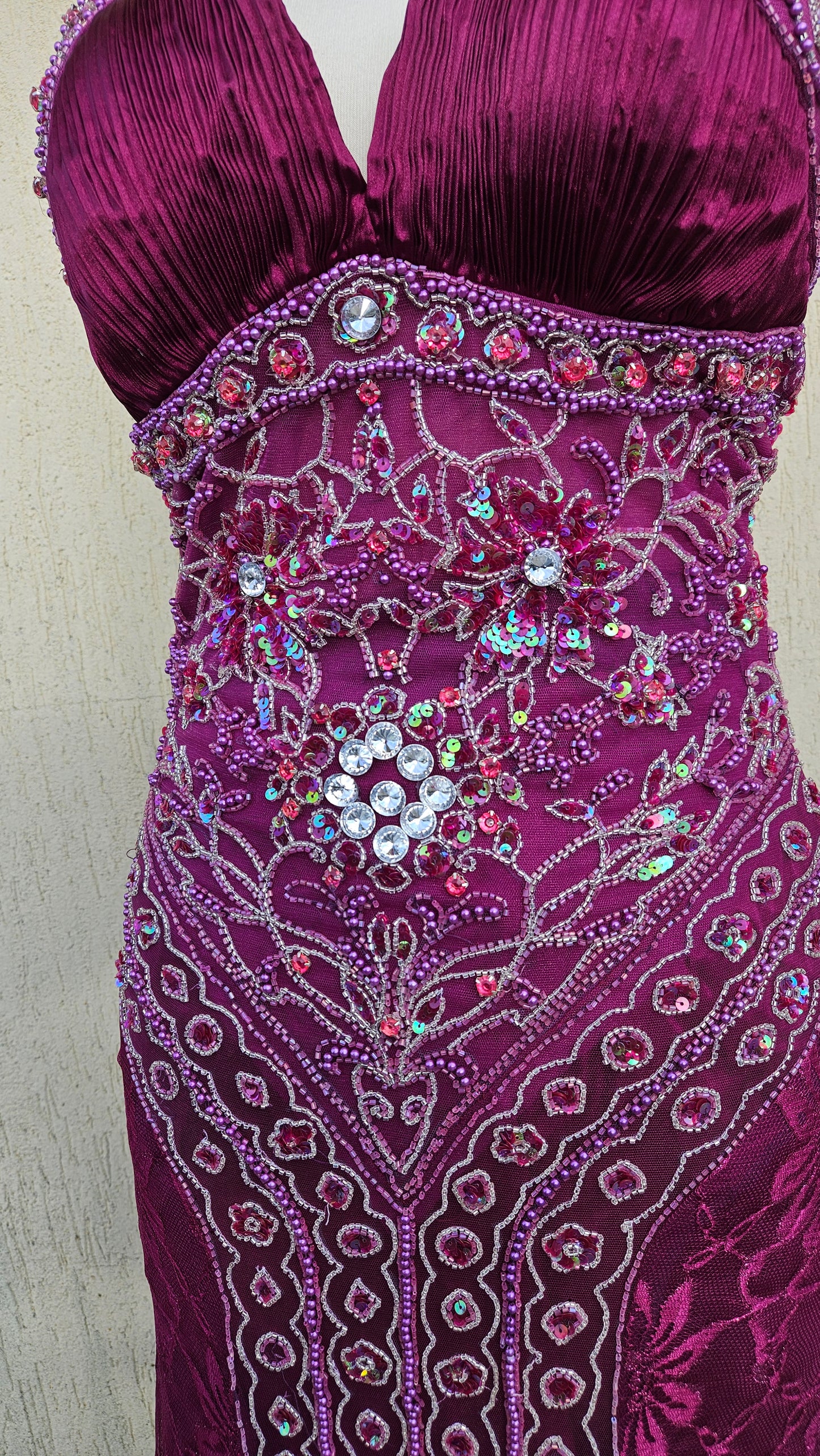 Purple embroidered maxi dress