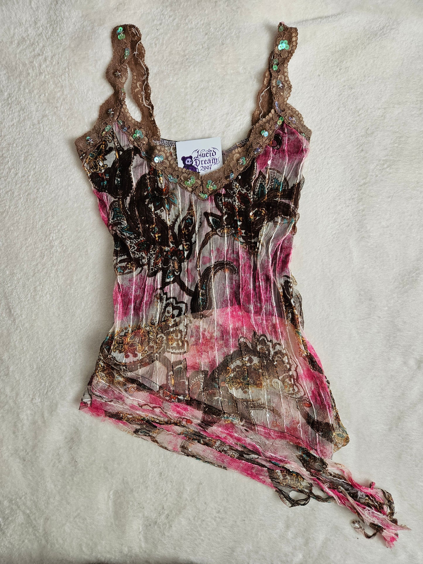 Haut asymétrique en voile et sequins