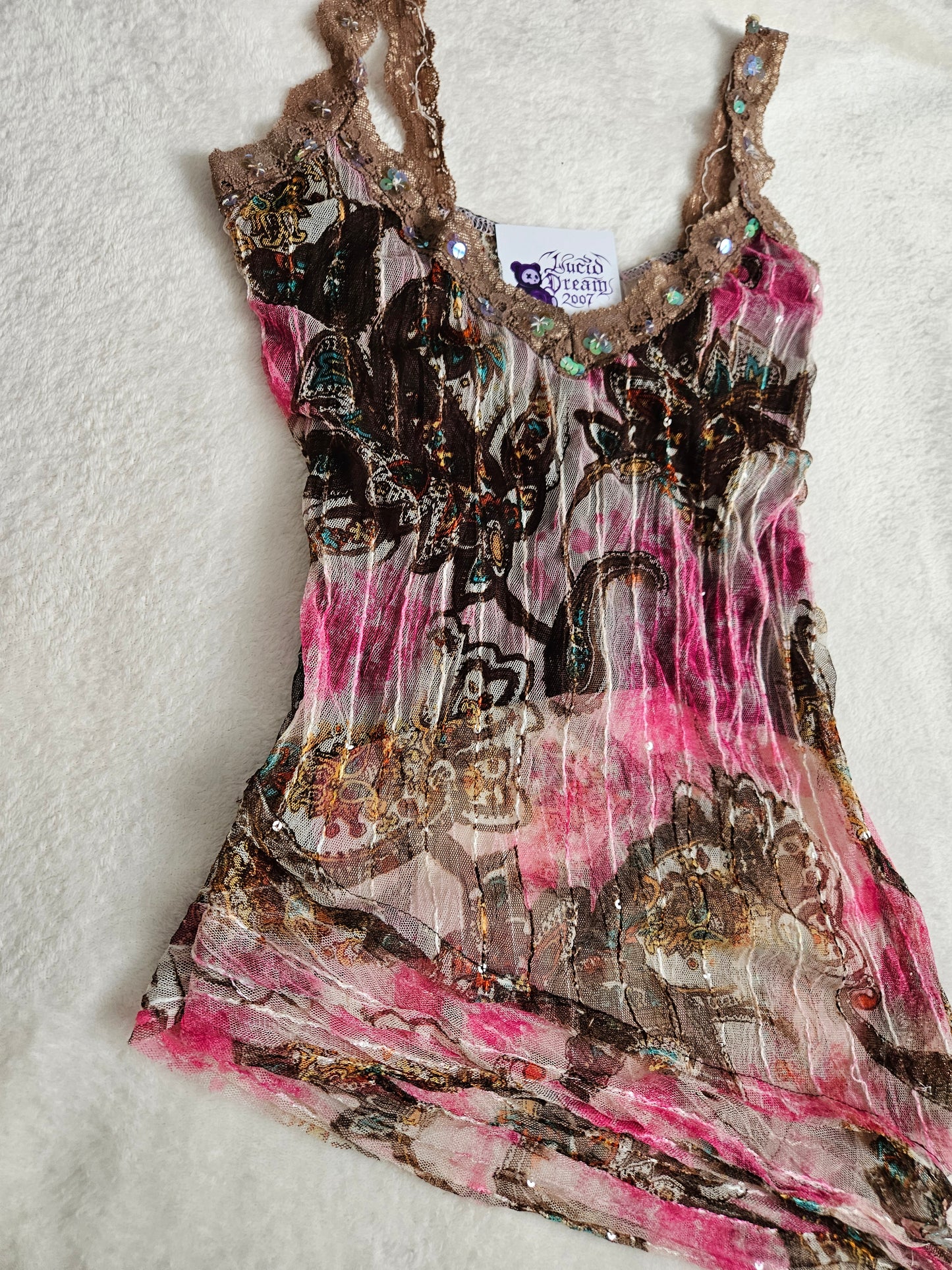 Haut asymétrique en voile et sequins