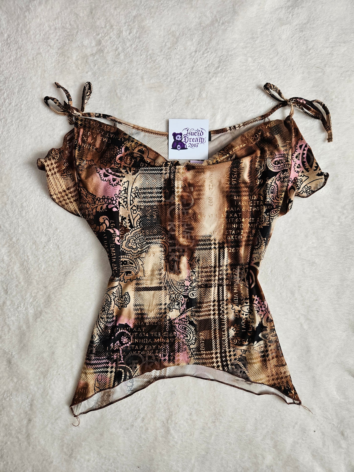 Haut col bénitier marron et beige