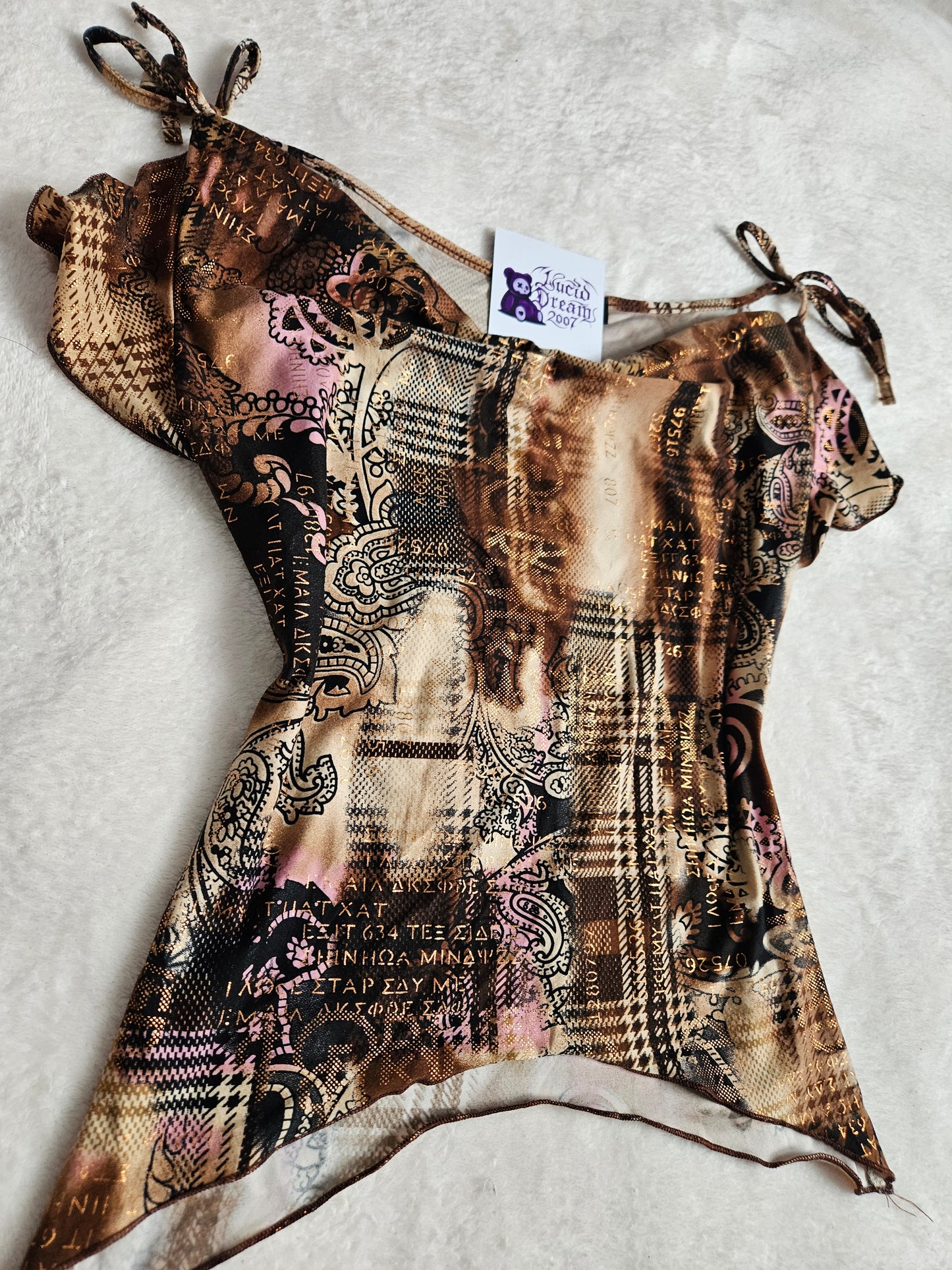 Haut col bénitier marron et beige