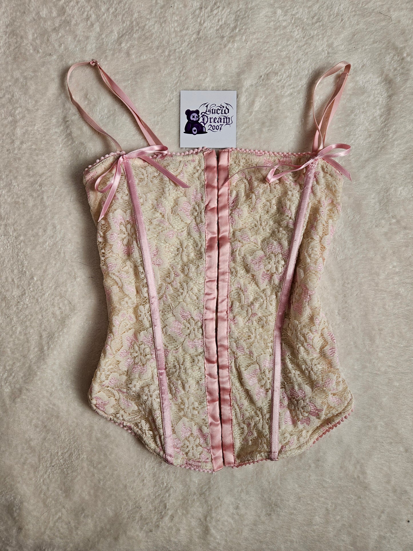 Haut esprit corset beige et rose