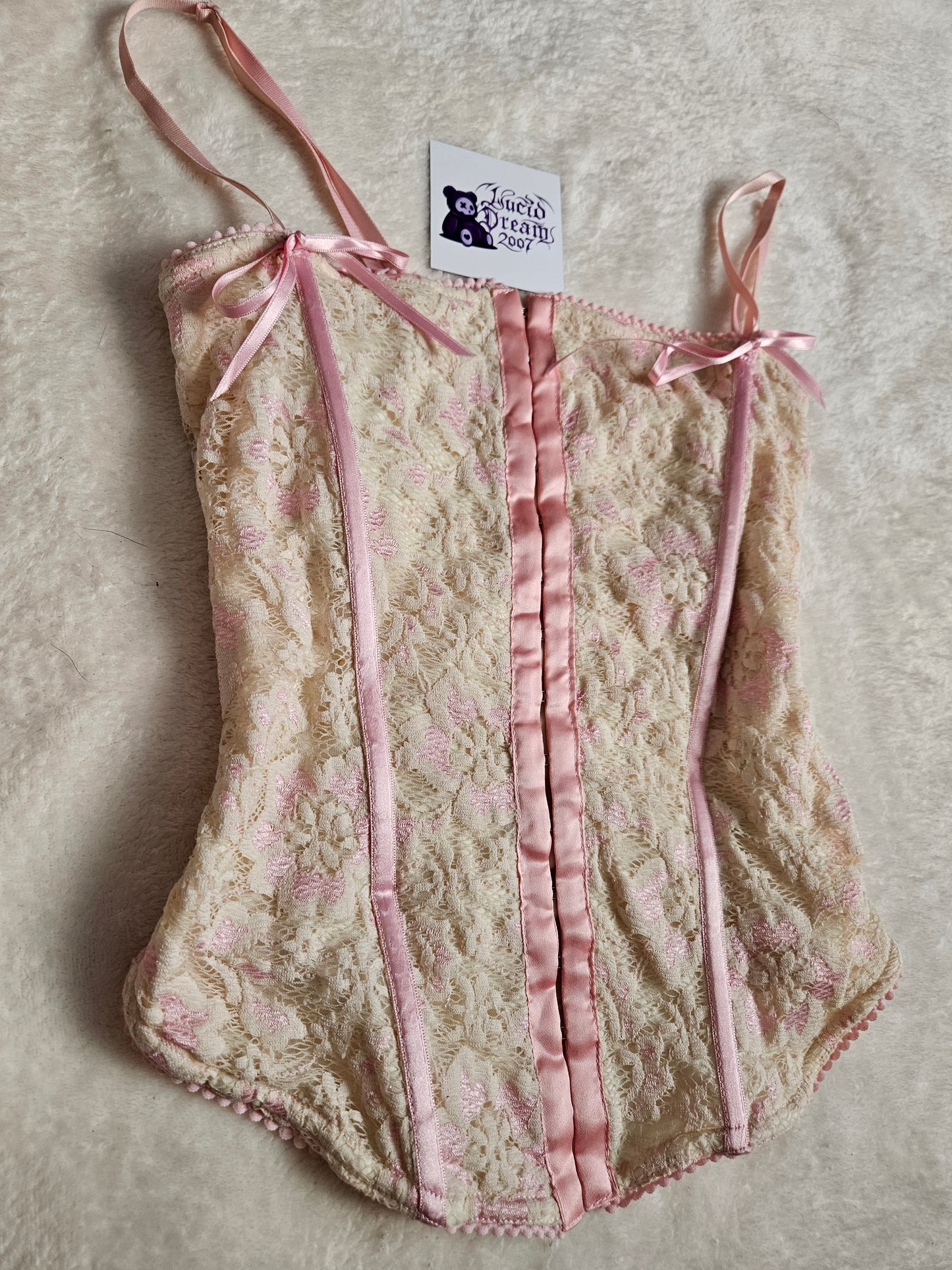 Haut esprit corset beige et rose