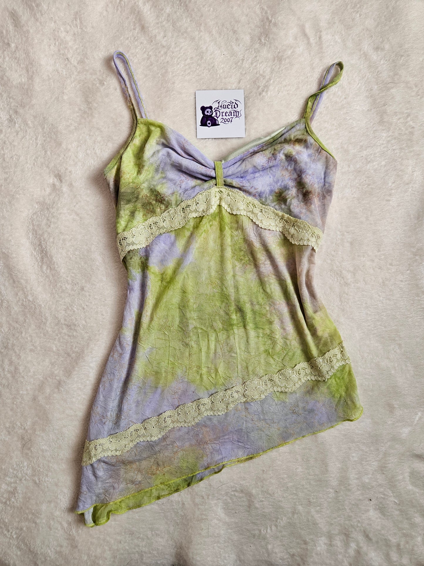 Haut en voile vert et lila