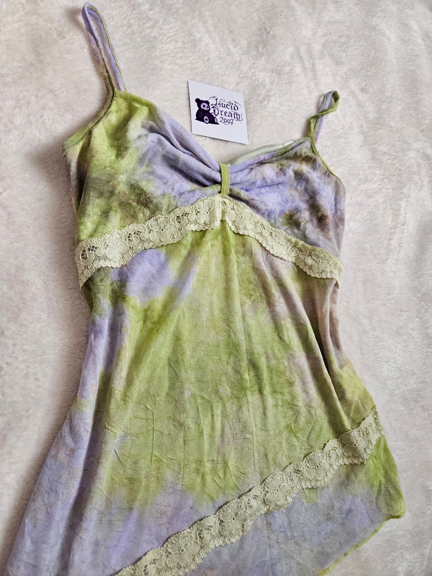 Haut en voile vert et lila