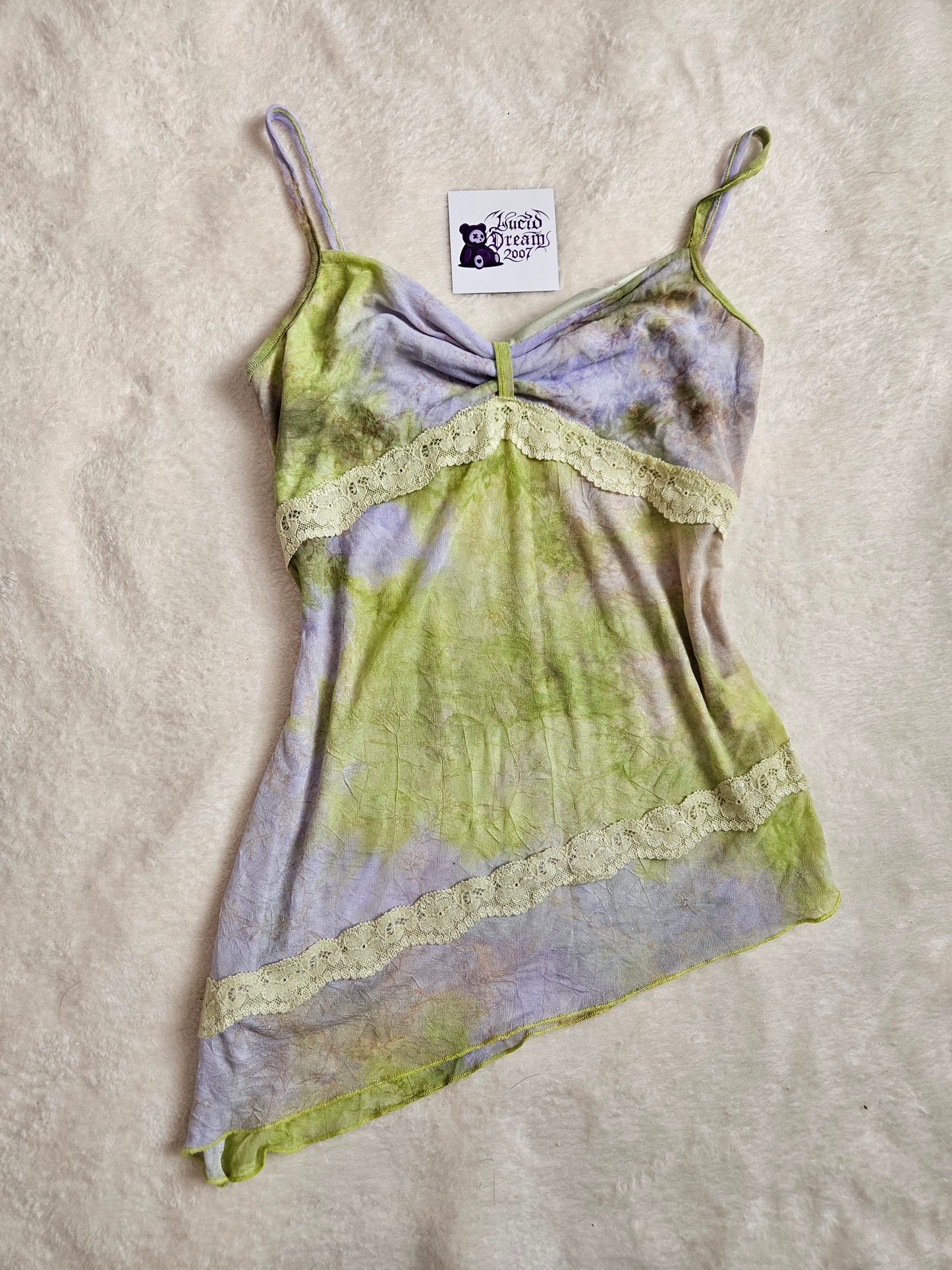 Haut en voile vert et lila