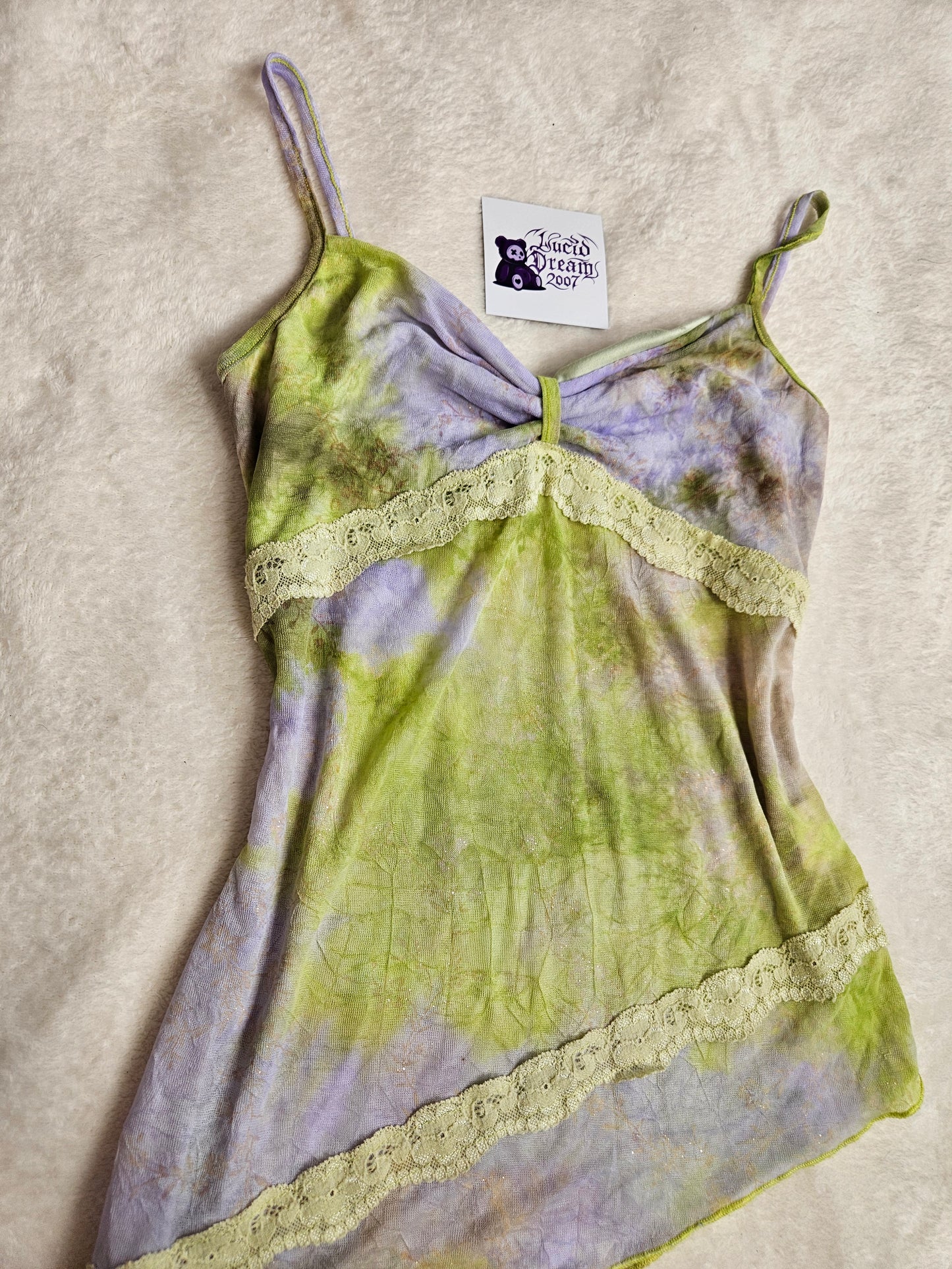 Haut en voile vert et lila