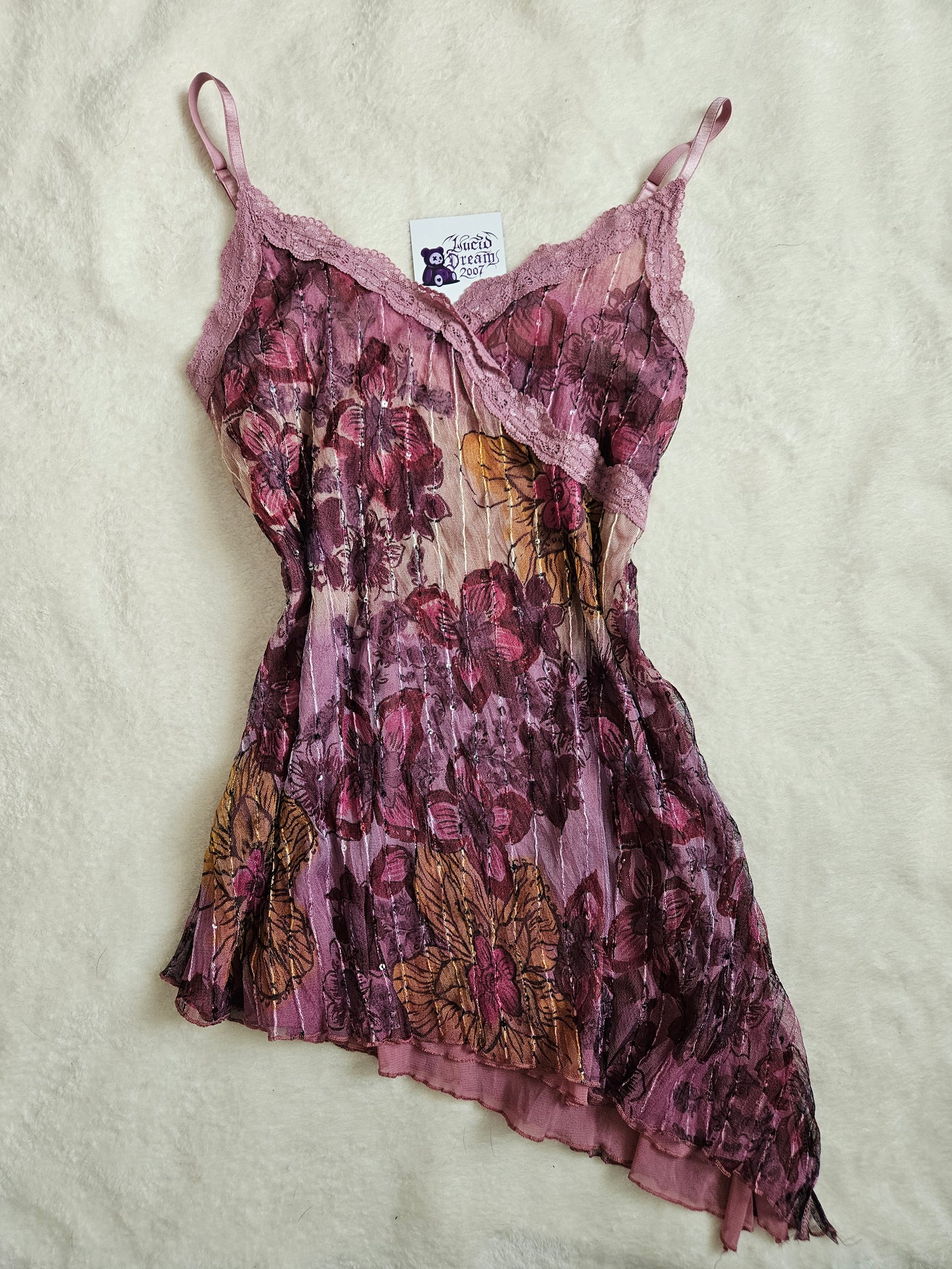 Haut en voile et sequins lila