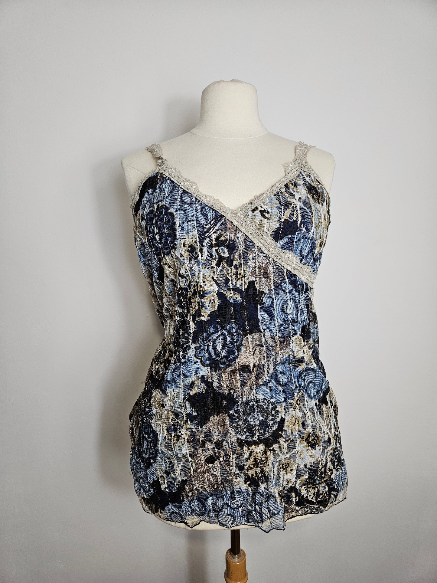 Blue voile top with sequins