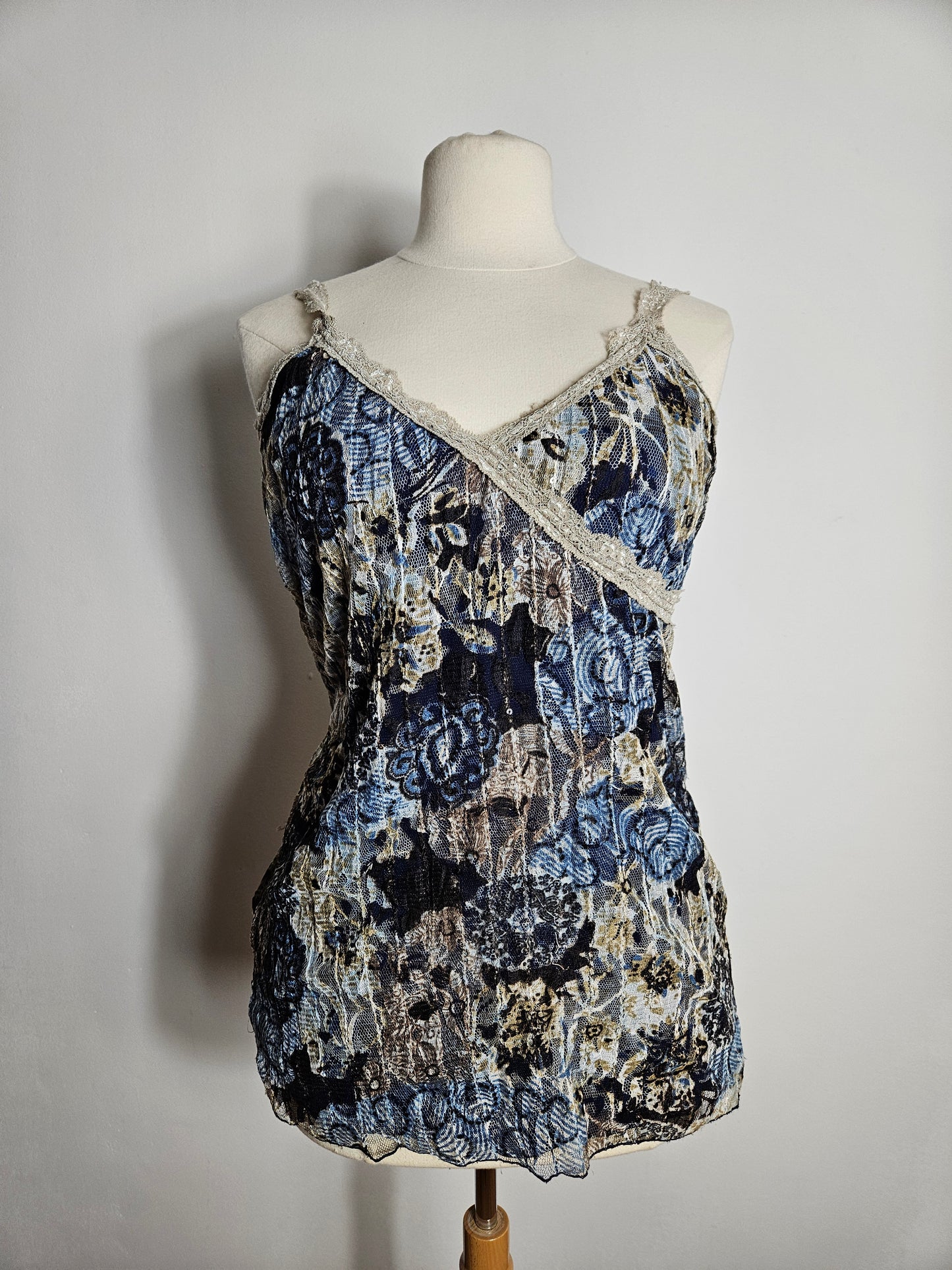Blue voile top with sequins