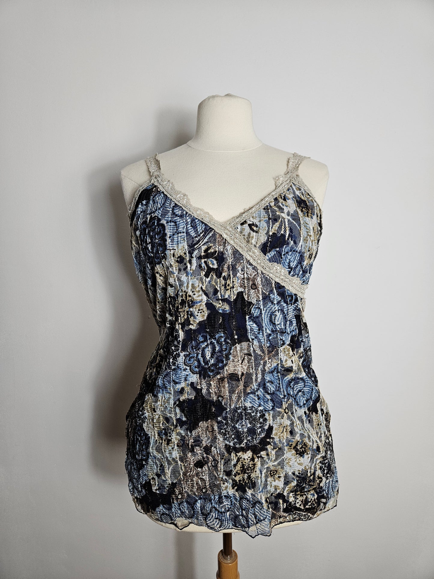 Blue voile top with sequins