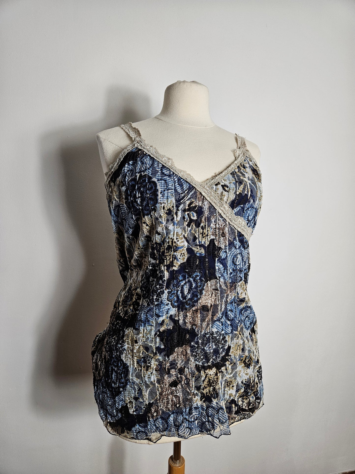 Blue voile top with sequins