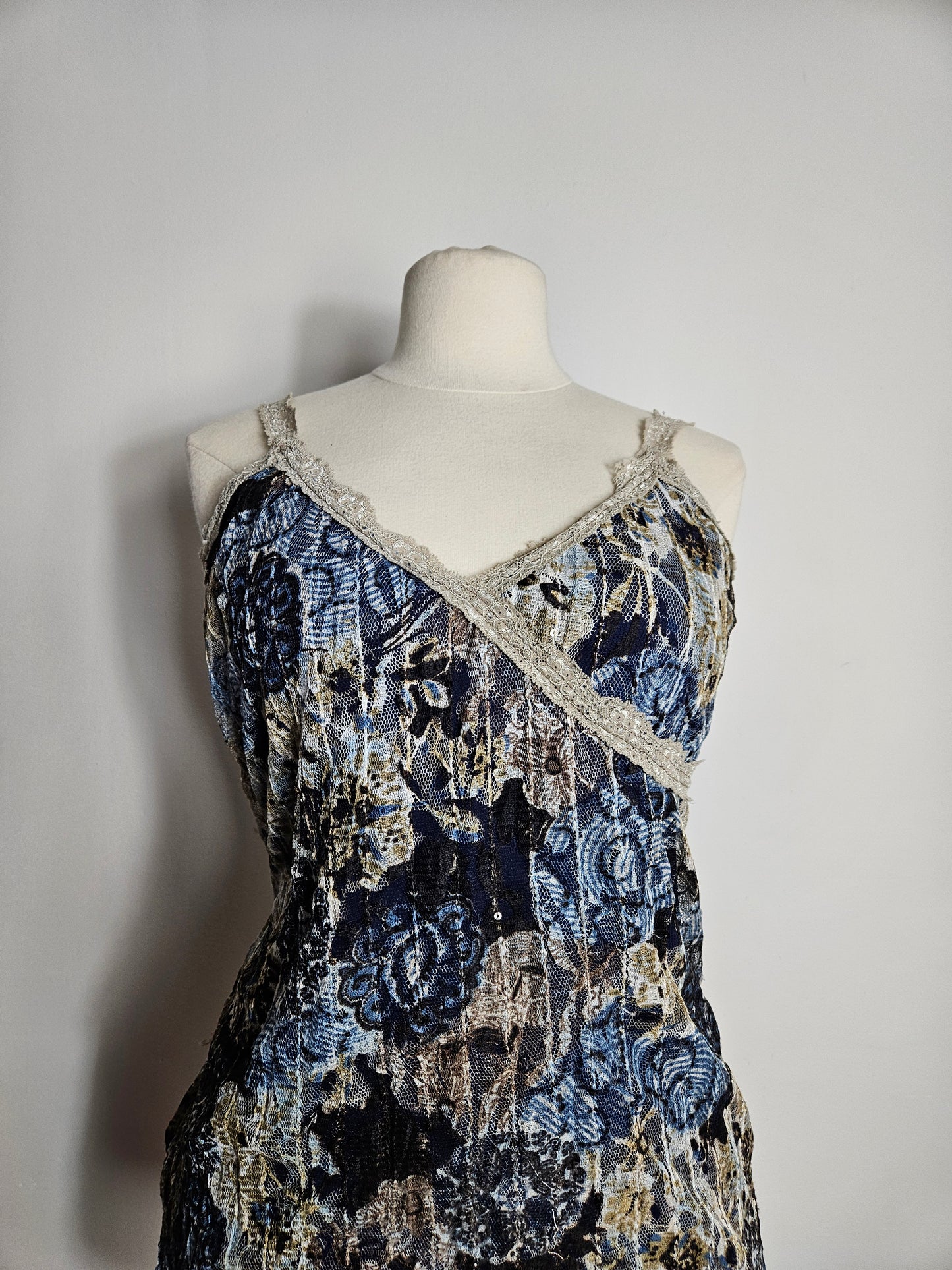 Blue voile top with sequins