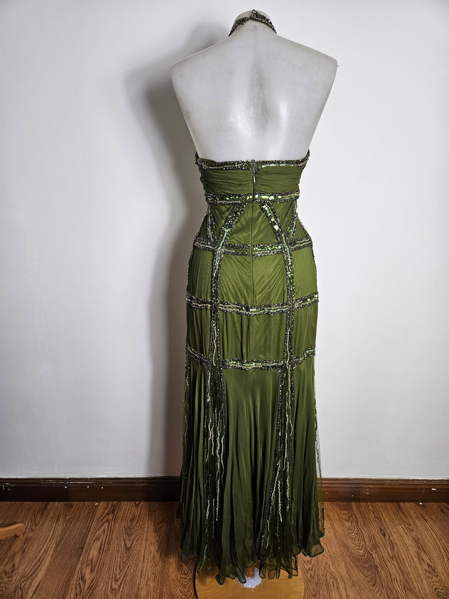 Maxivestido de seda bordado