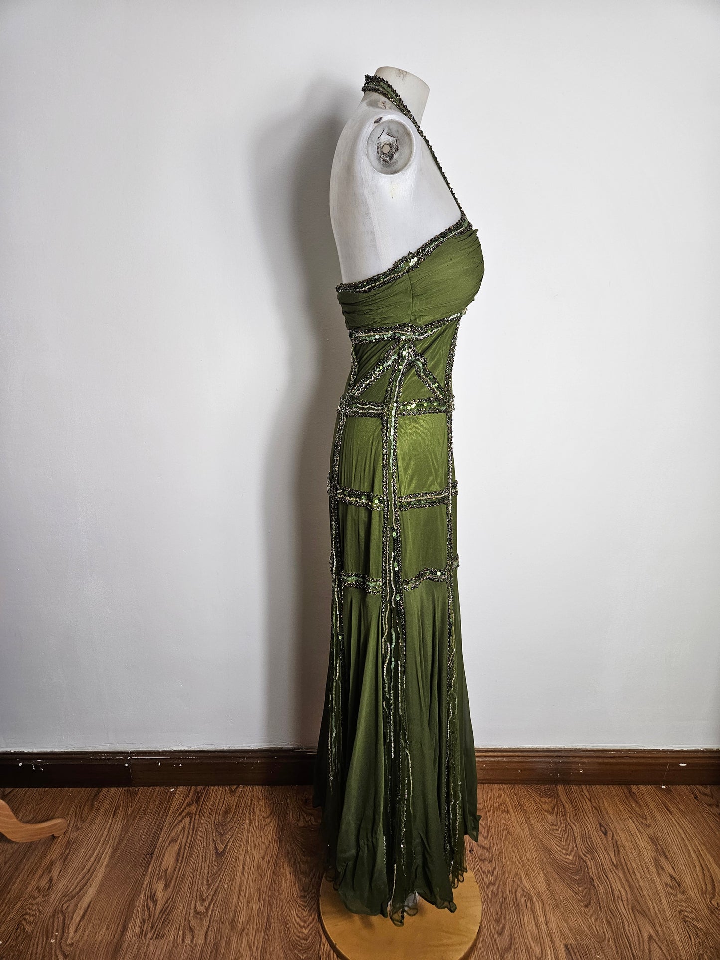 Maxivestido de seda bordado