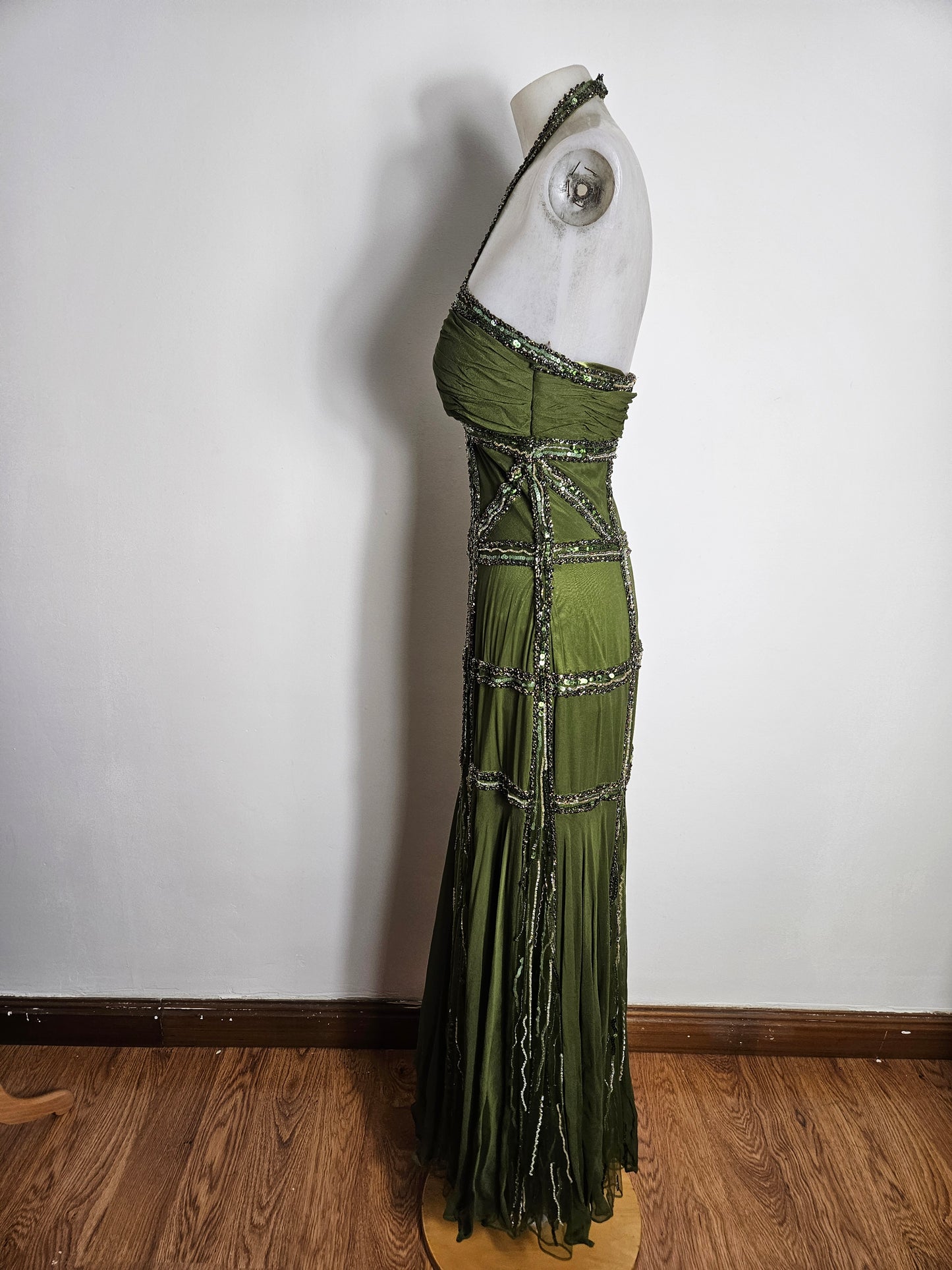 Maxivestido de seda bordado