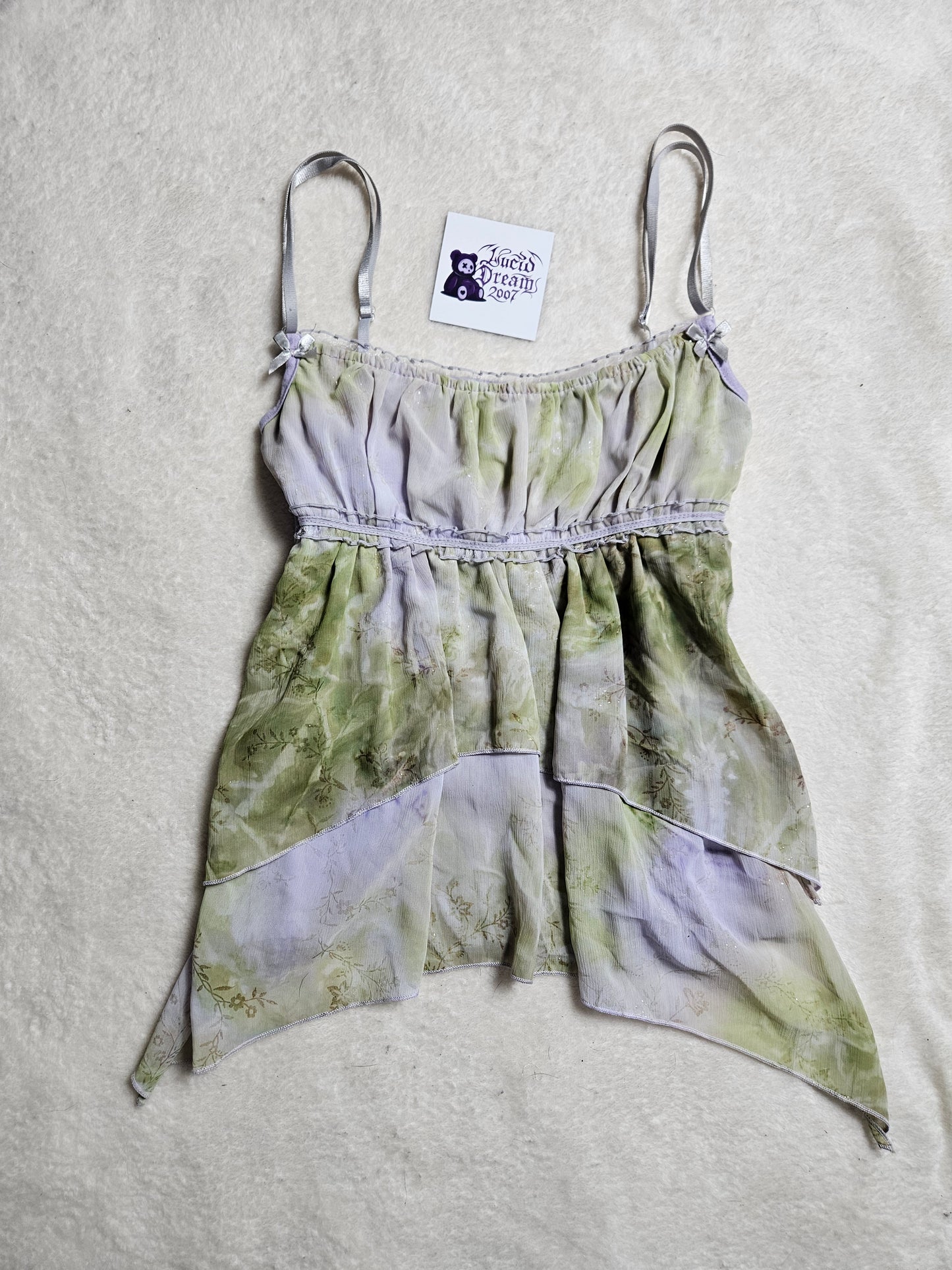 Haut en voile lila et vert