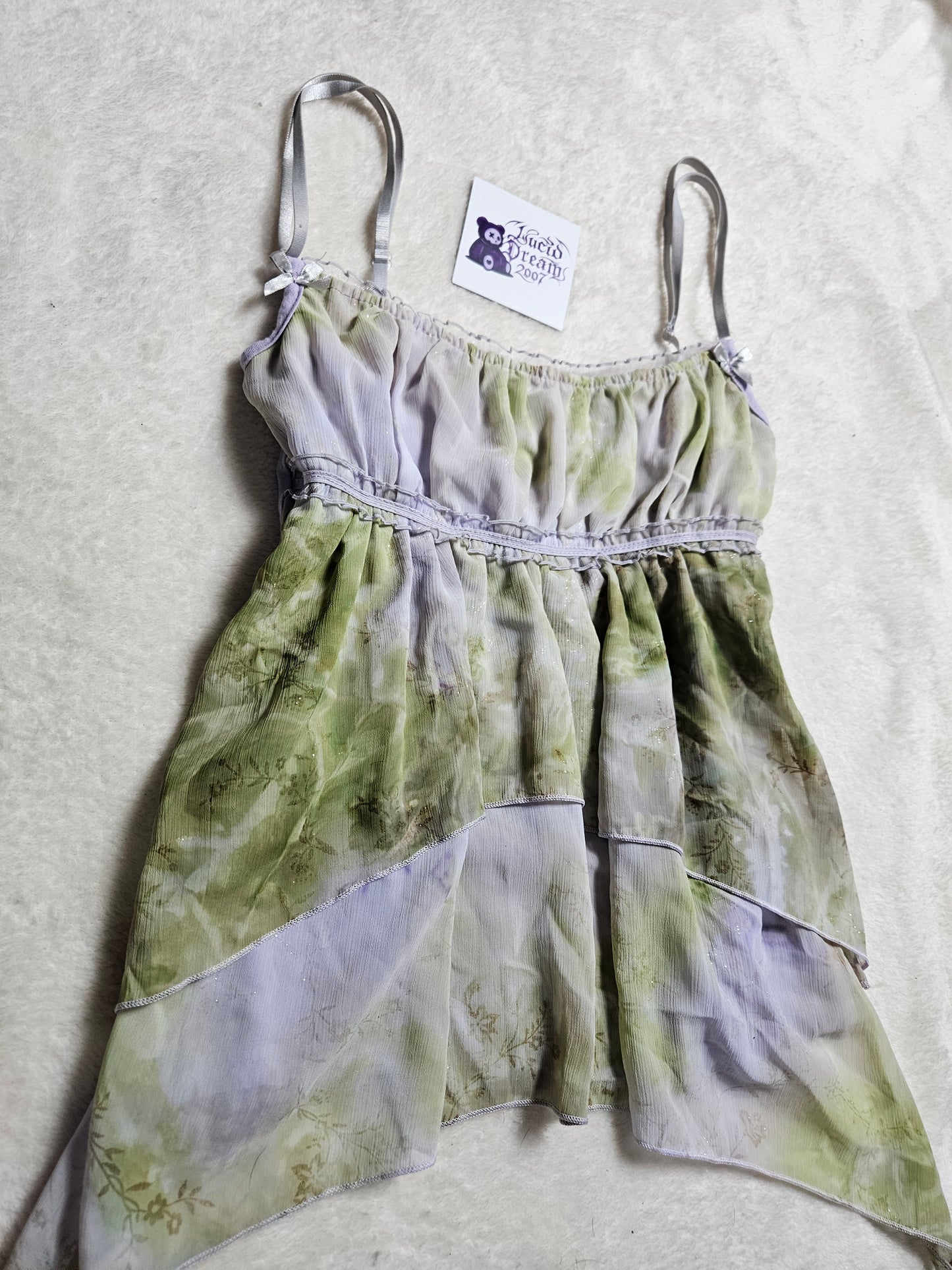 Haut en voile lila et vert