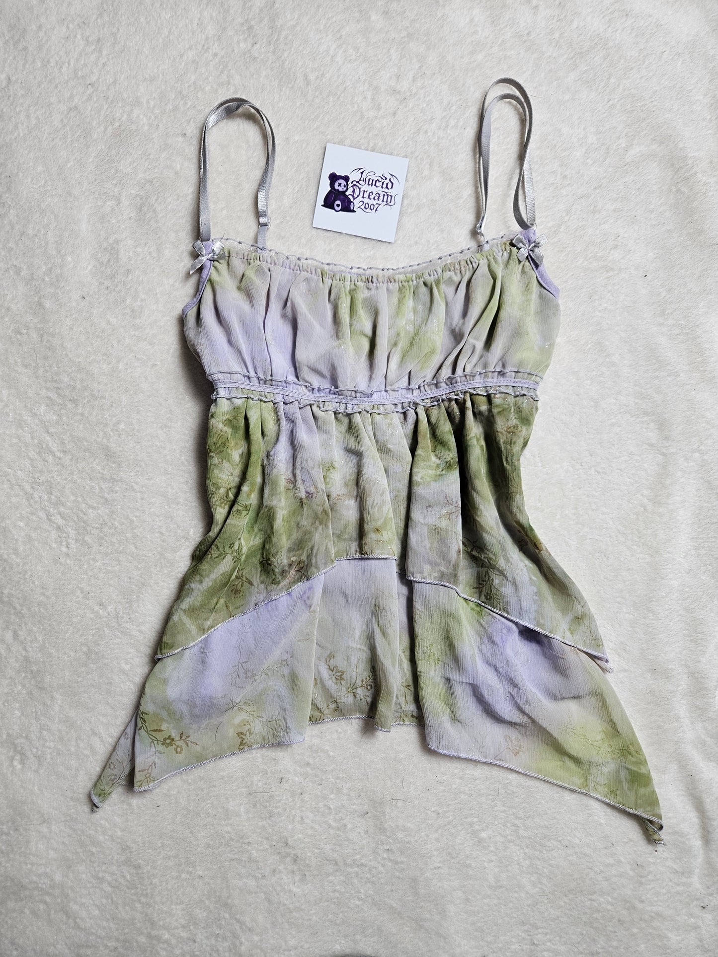 Haut en voile lila et vert