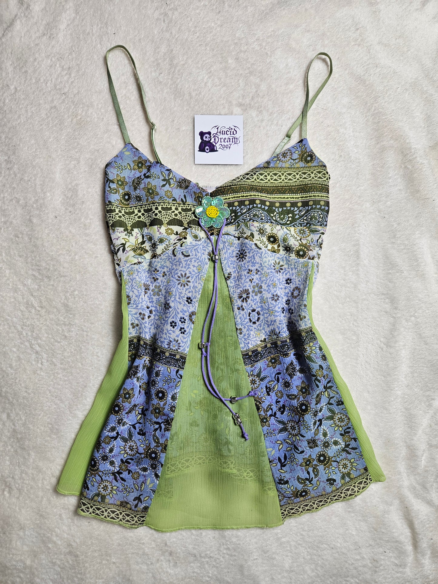 Haut en voile lila et vert
