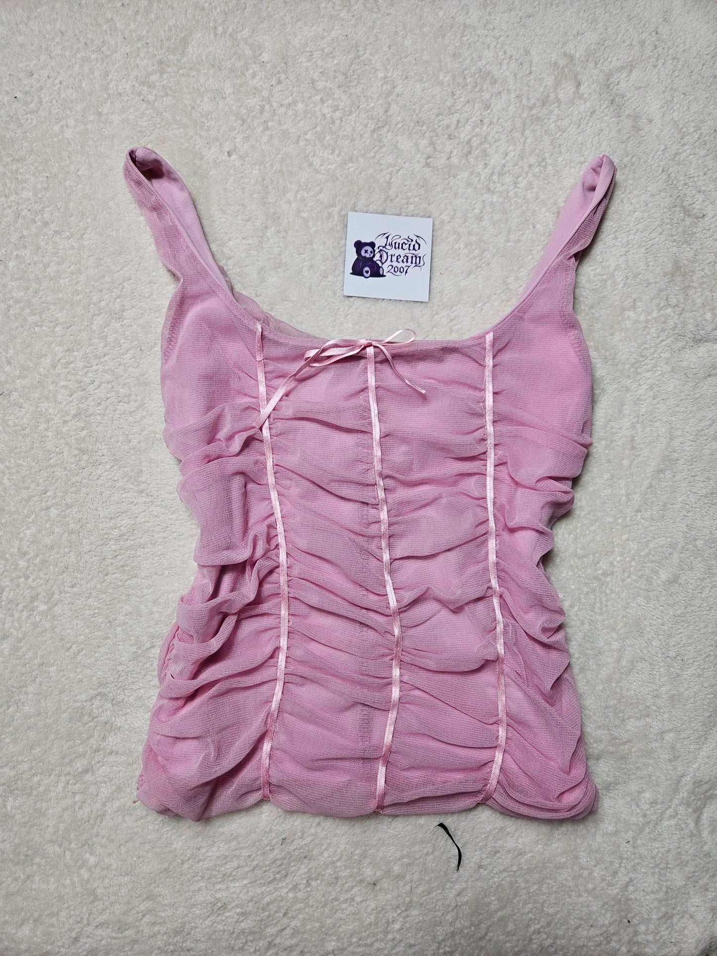 Haut en voile plissé rose