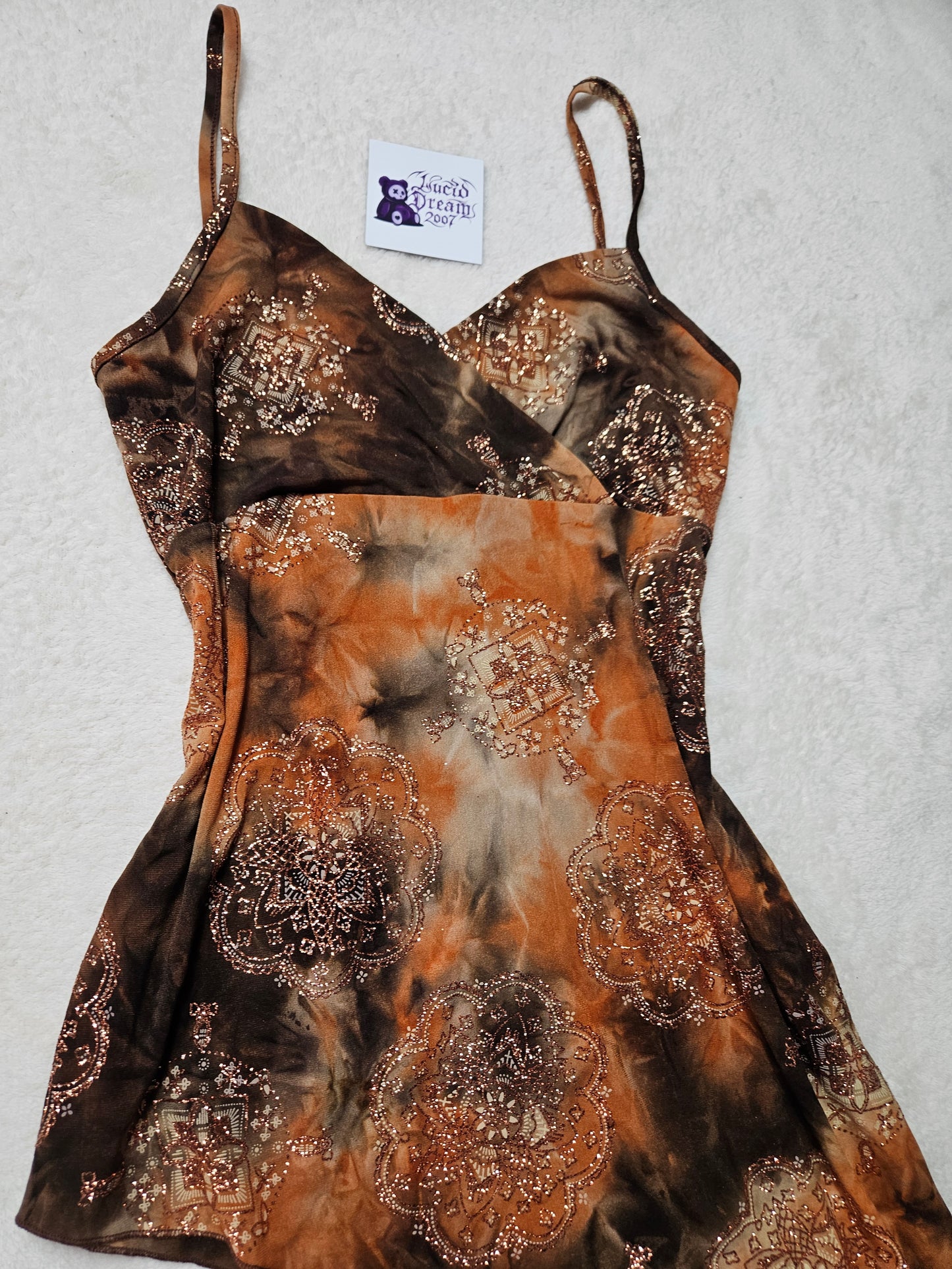 Haut asymétrique tons orange et marron