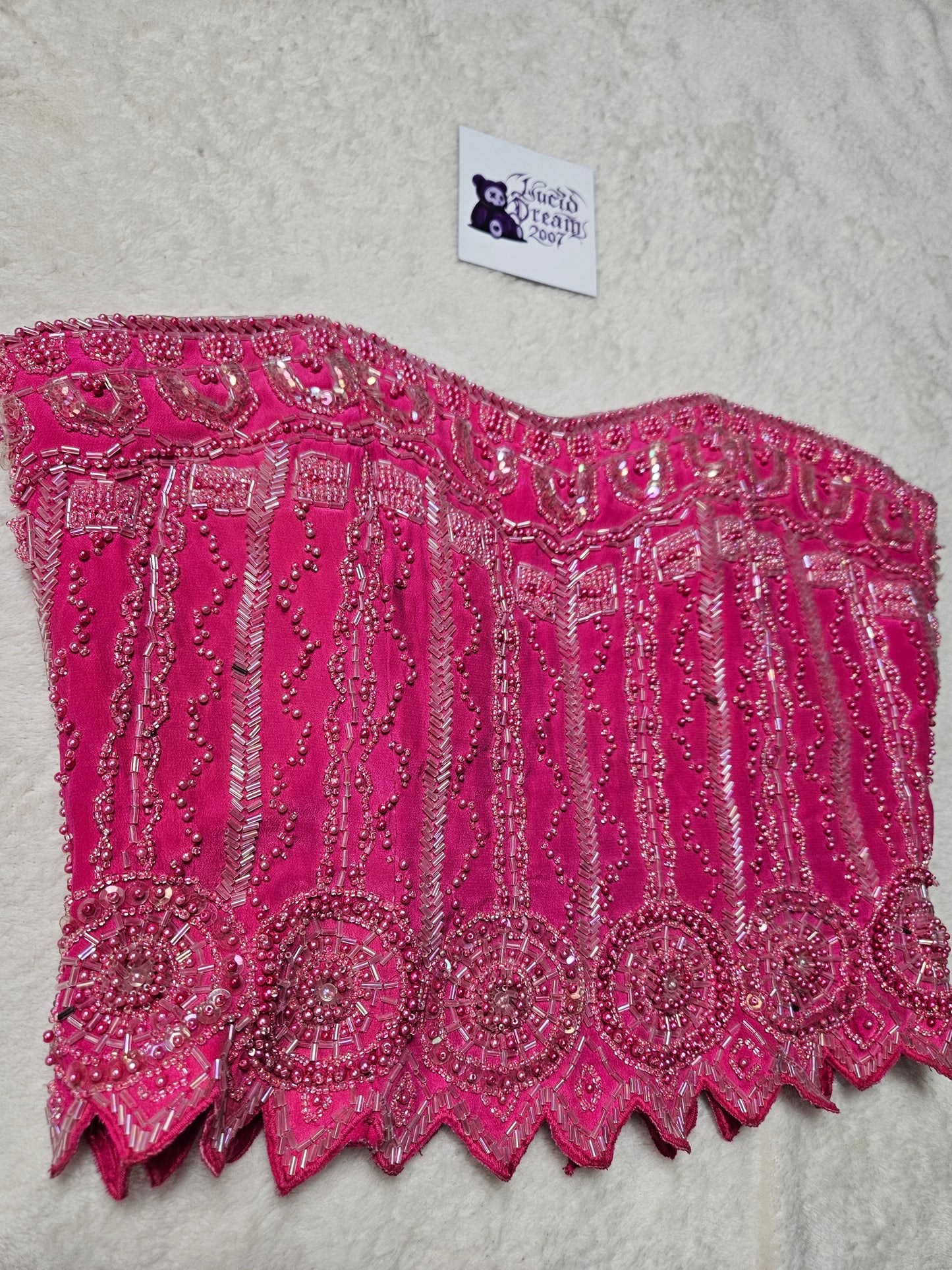 Corsé rosa bordado