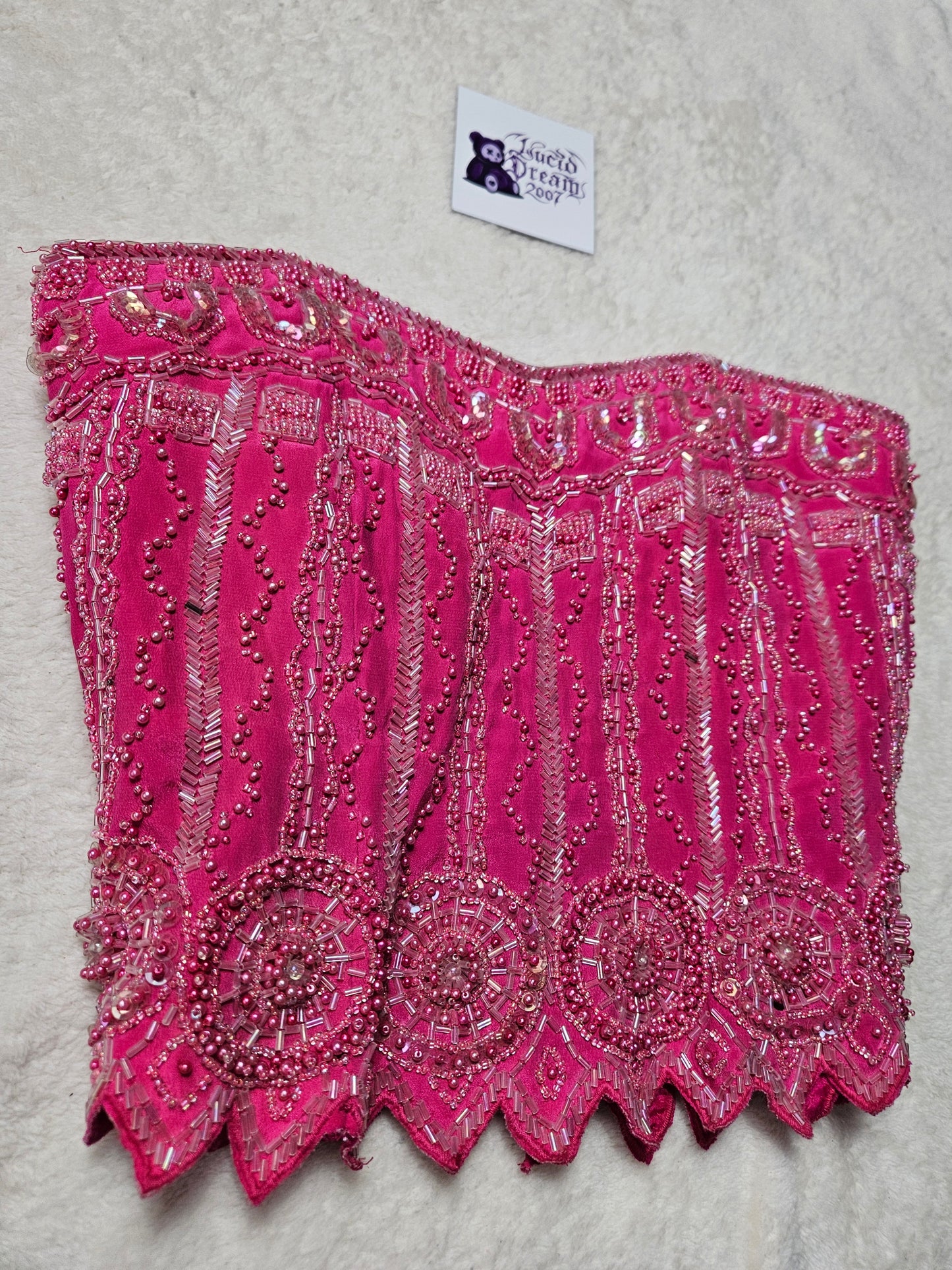 Corsé rosa bordado
