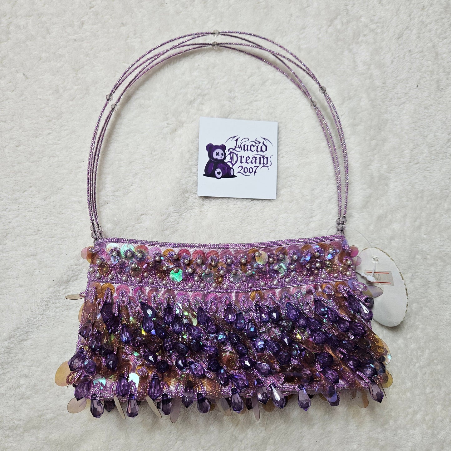 Pochette lila perles et sequins